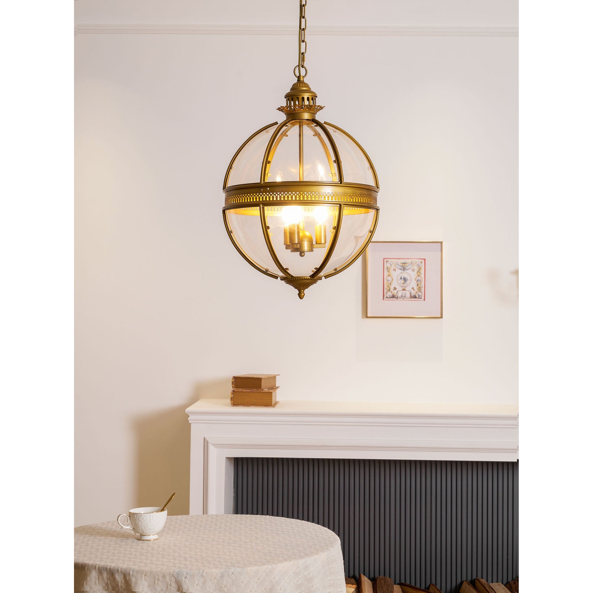 Suspension Baroque Avec Abat-Jours En Verre Et Finition Dorée – Lustre Design Luxe 3 Lumières | Restfield