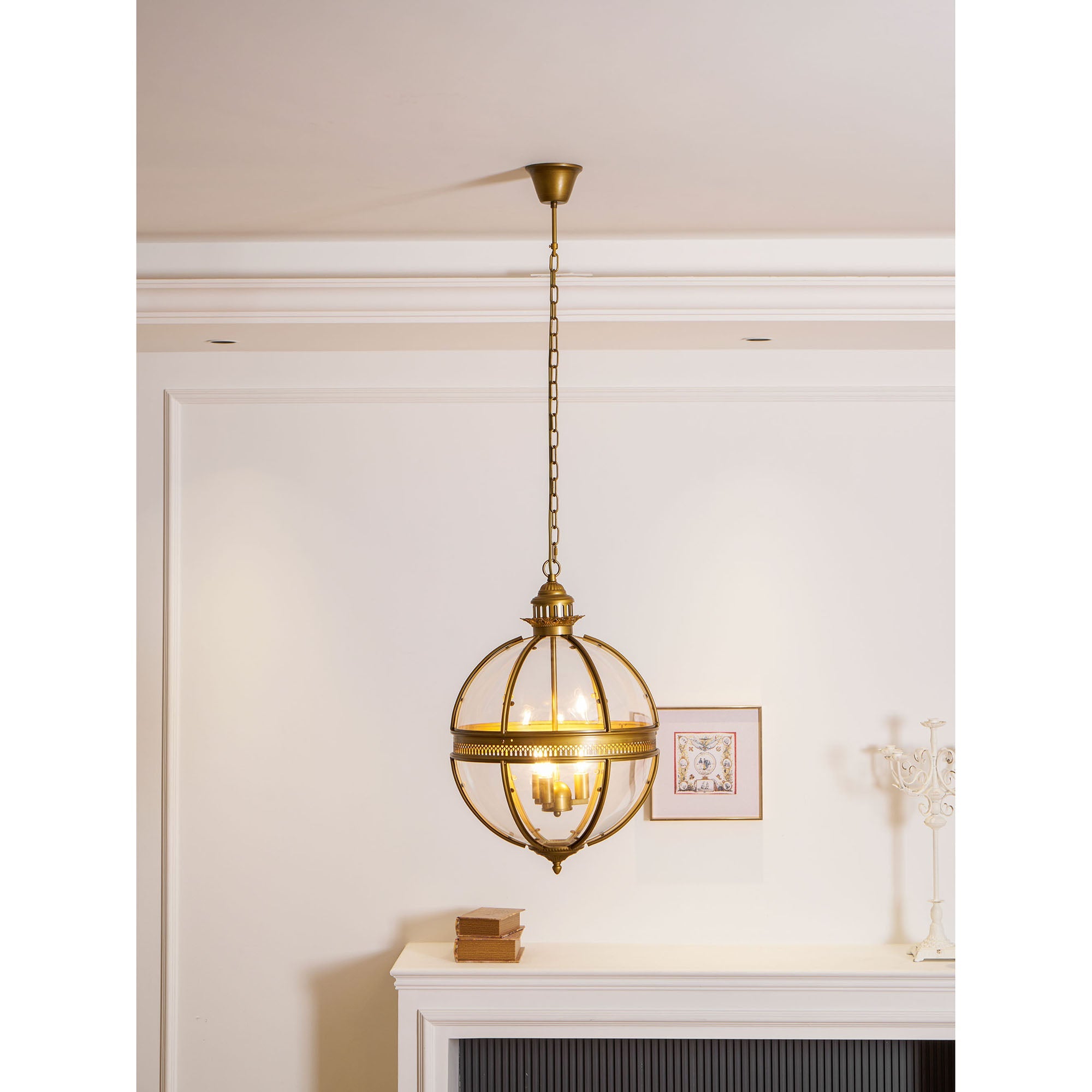 Suspension Baroque Avec Abat-Jours En Verre Et Finition Dorée – Lustre Design Luxe 3 Lumières | Restfield