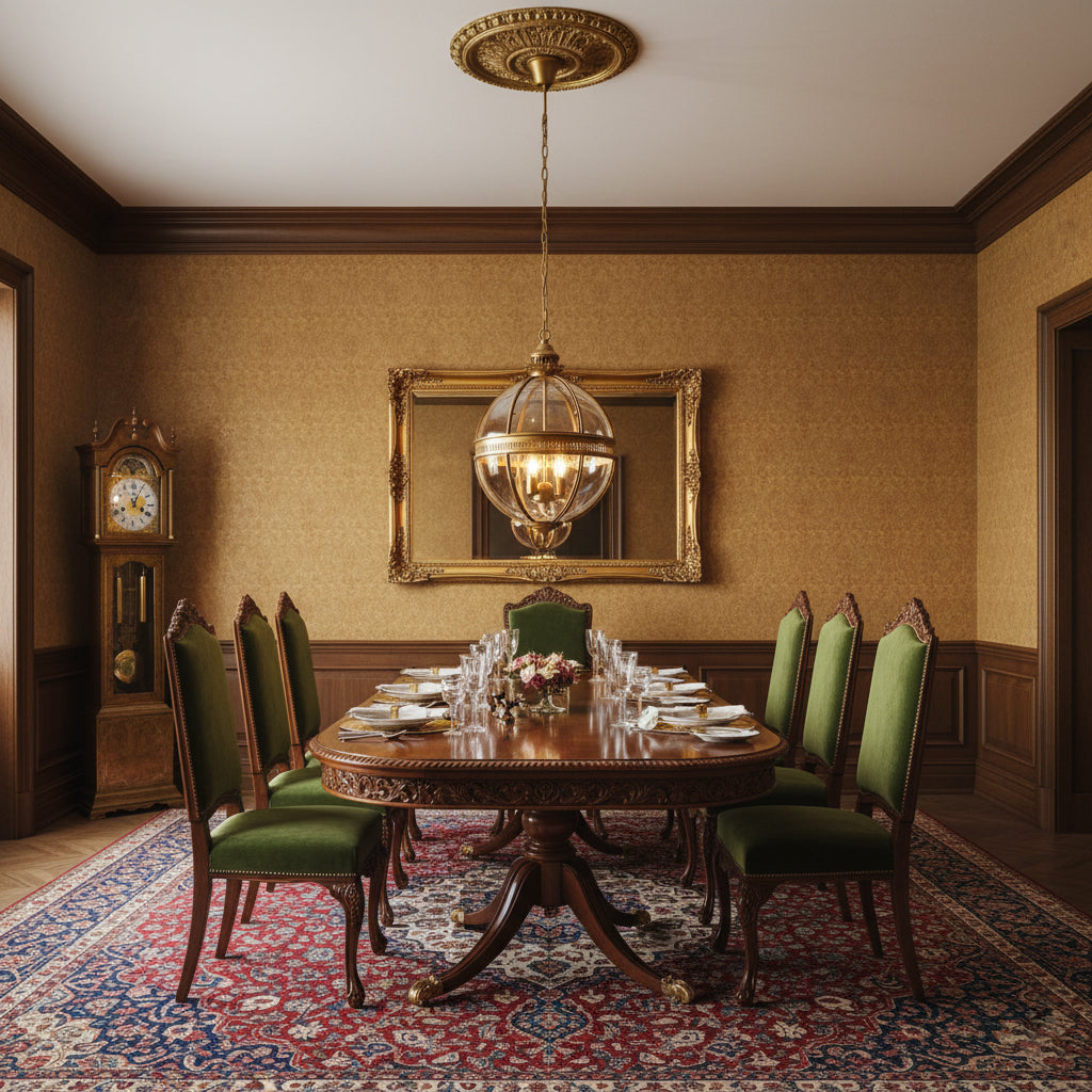 Suspension Baroque Avec Abat-Jours En Verre Et Finition Dorée – Lustre Design Luxe 3 Lumières | Restfield
