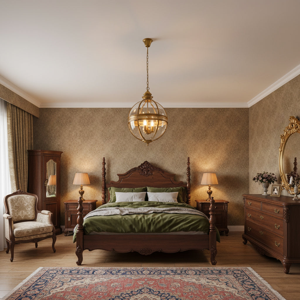 Suspension Baroque Avec Abat-Jours En Verre Et Finition Dorée – Lustre Design Luxe 3 Lumières | Restfield