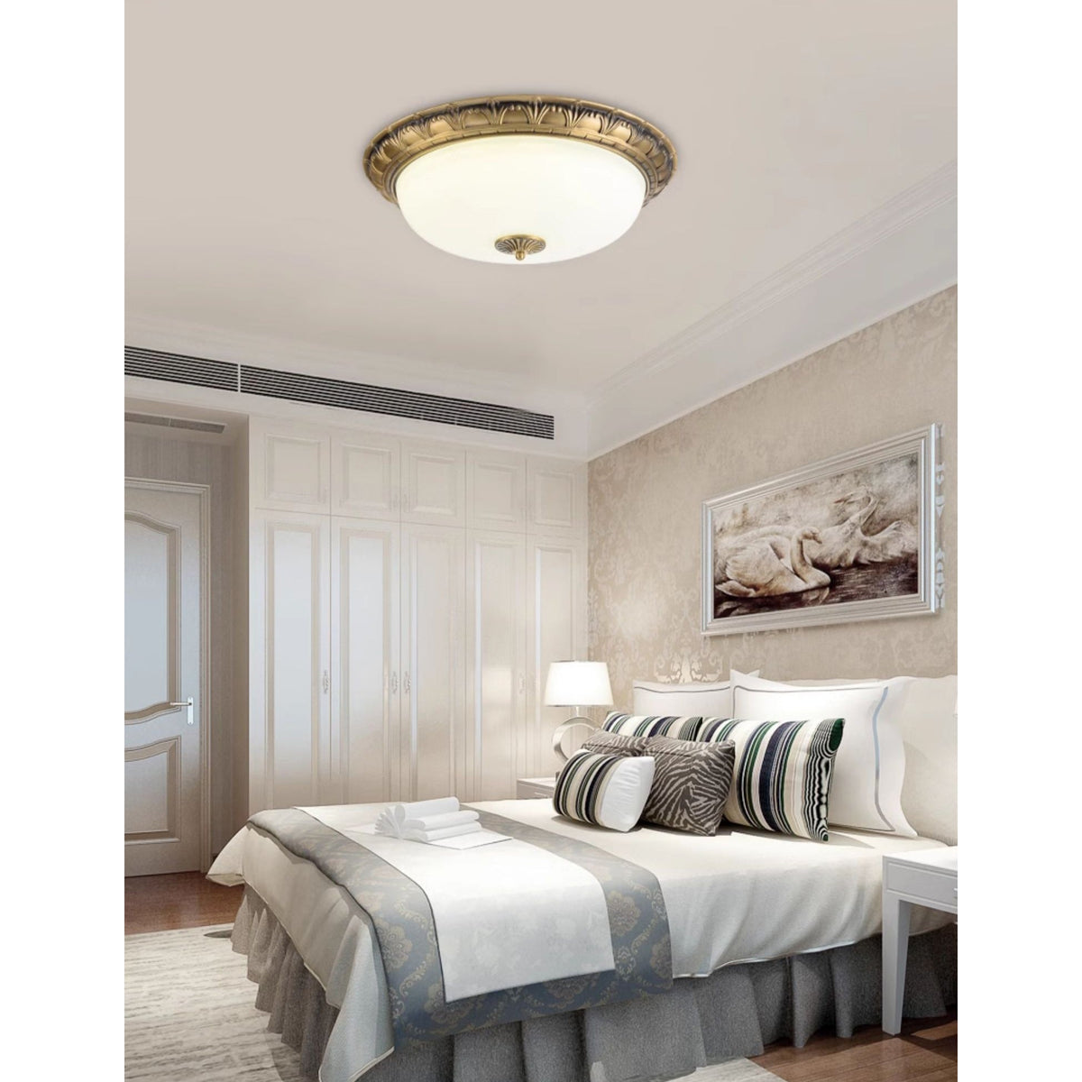 Deckenleuchte mit Glasschirm und Metallrahmen, E27-Fassung, integrierter LED, 30-50 cm, modernes Design für Wohnzimmer | Sansoti