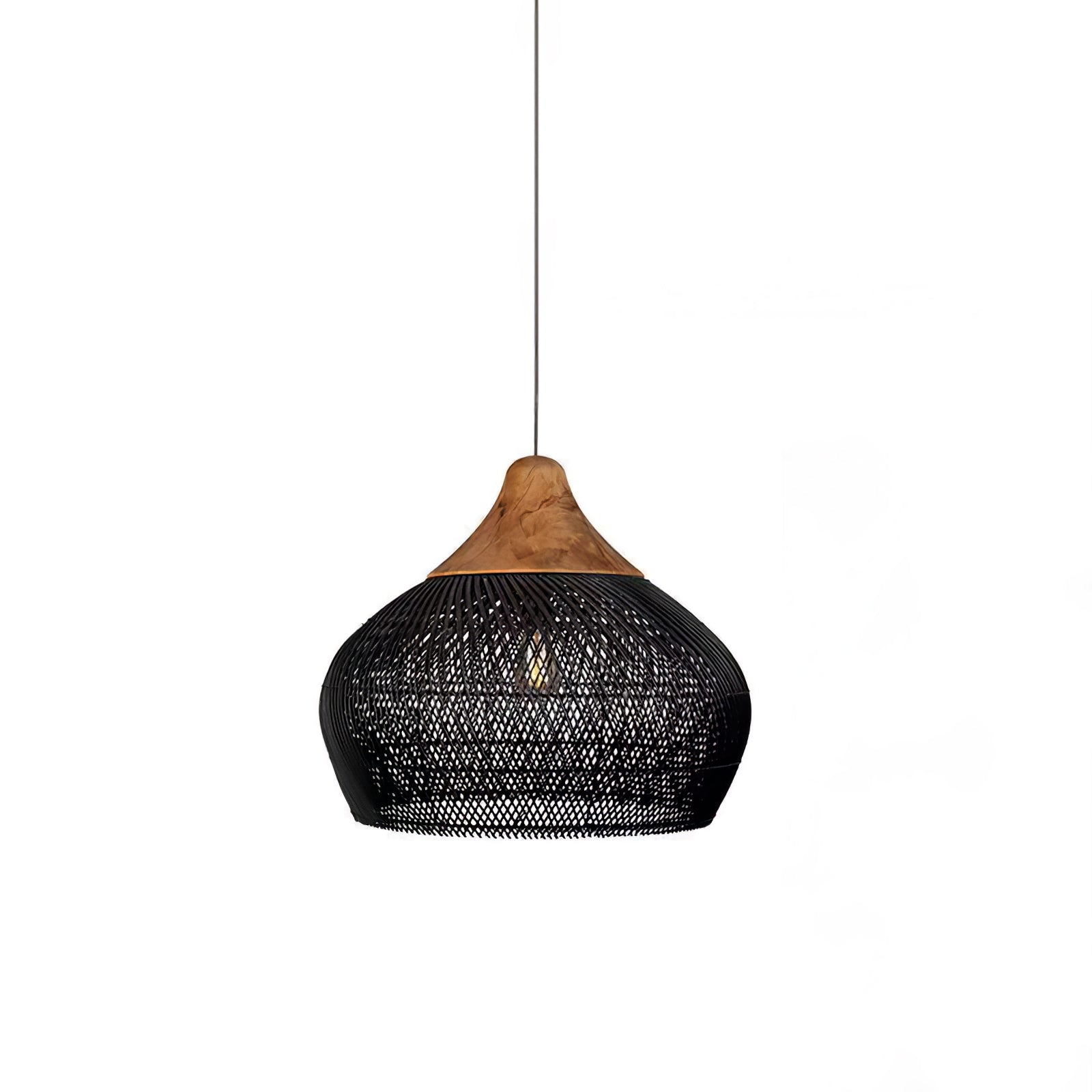 Handgevlochten Rotan Hanglamp – Javaanse Vlechtkunst in 4 Vormen & 3 Maten – Naturel of Zwart Rotan – E26/E27 Fitting – Scandinavisch Woonlicht | Sansoti