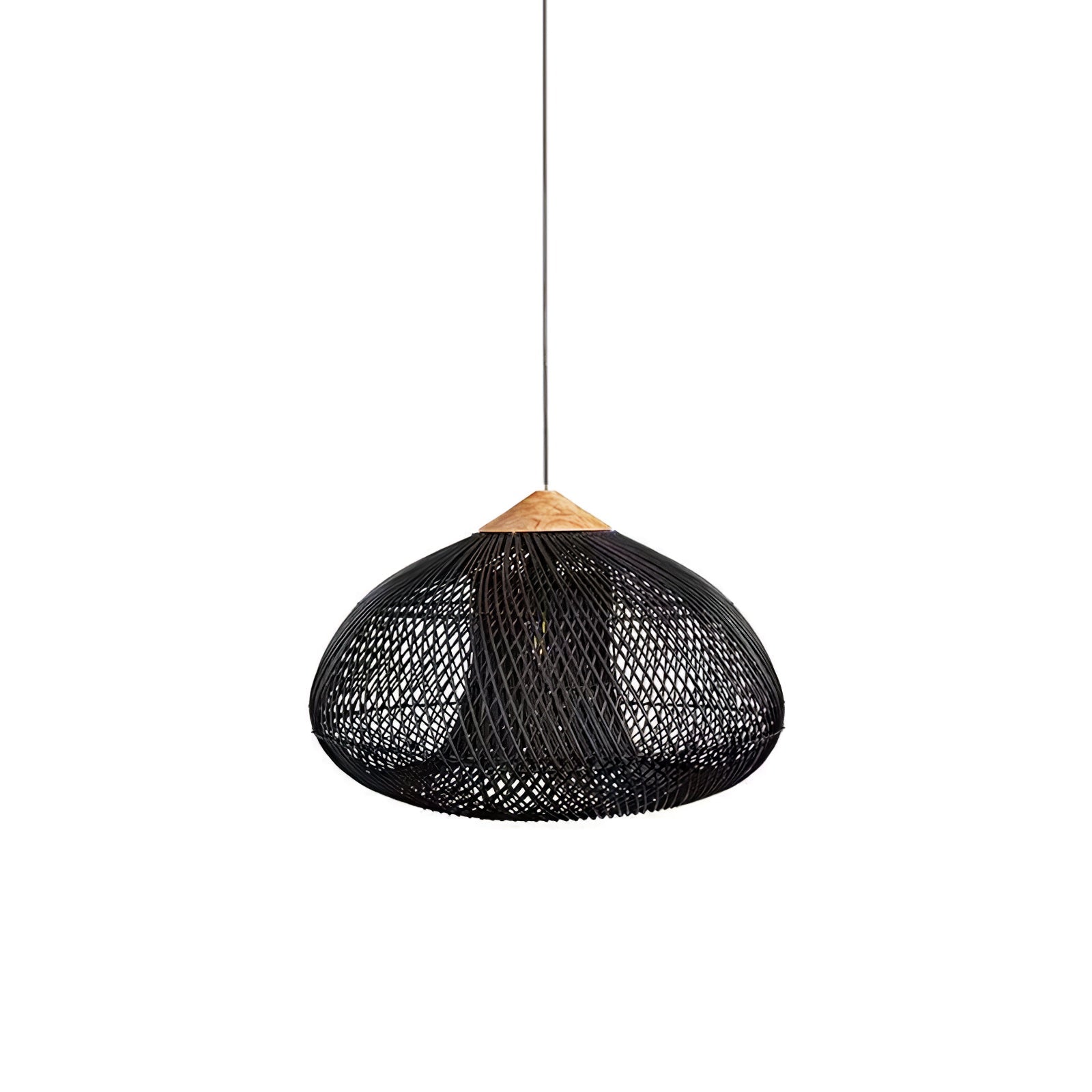Handgevlochten Rotan Hanglamp – Javaanse Vlechtkunst in 4 Vormen & 3 Maten – Naturel of Zwart Rotan – E26/E27 Fitting – Scandinavisch Woonlicht | Sansoti