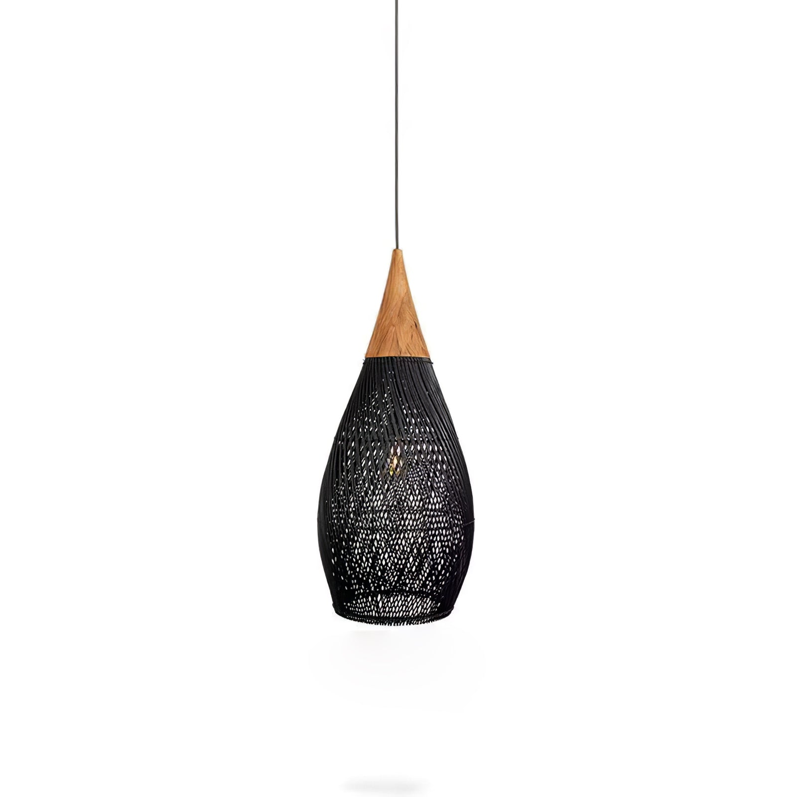 Handgevlochten Rotan Hanglamp – Javaanse Vlechtkunst in 4 Vormen & 3 Maten – Naturel of Zwart Rotan – E26/E27 Fitting – Scandinavisch Woonlicht | Sansoti