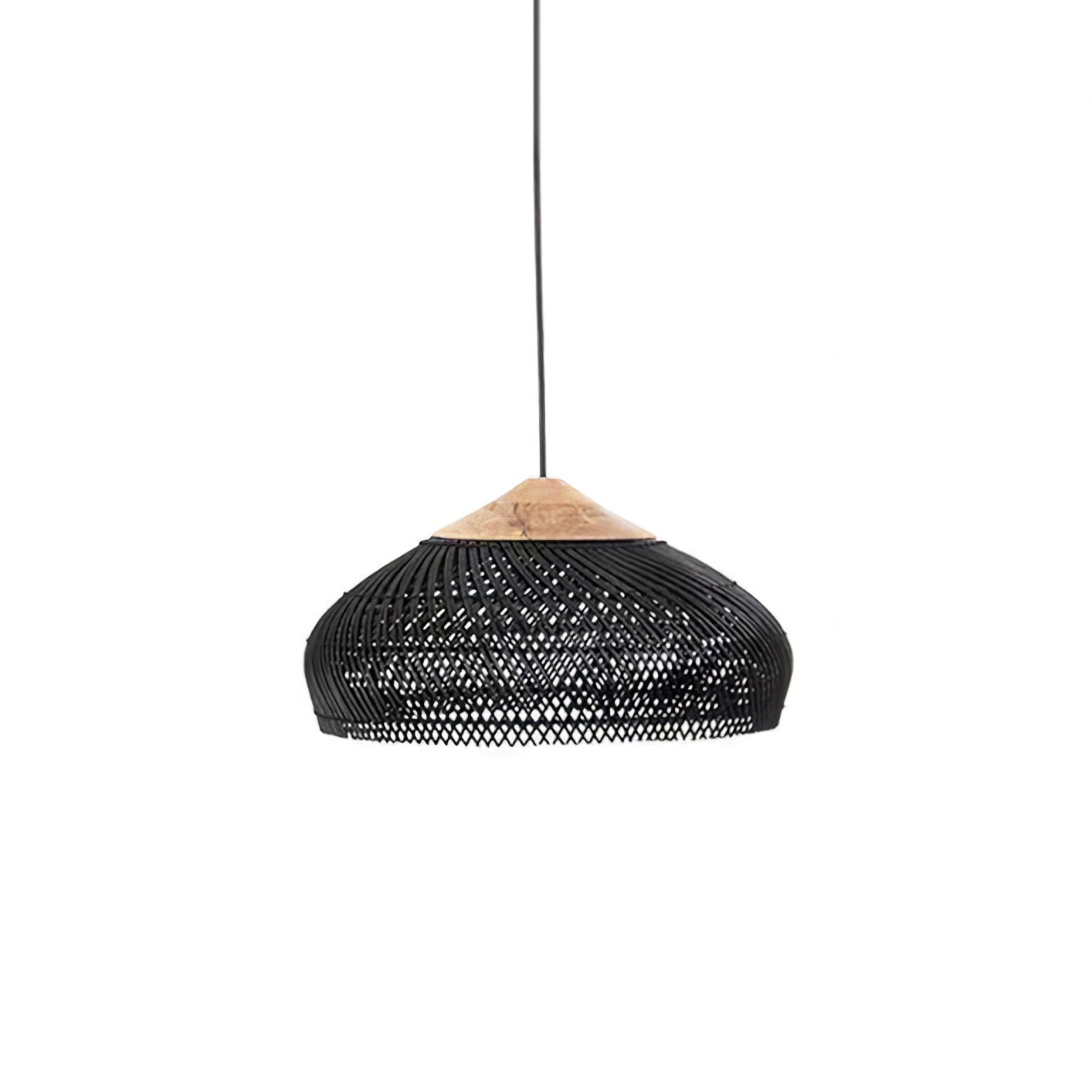 Handgevlochten Rotan Hanglamp – Javaanse Vlechtkunst in 4 Vormen & 3 Maten – Naturel of Zwart Rotan – E26/E27 Fitting – Scandinavisch Woonlicht | Sansoti