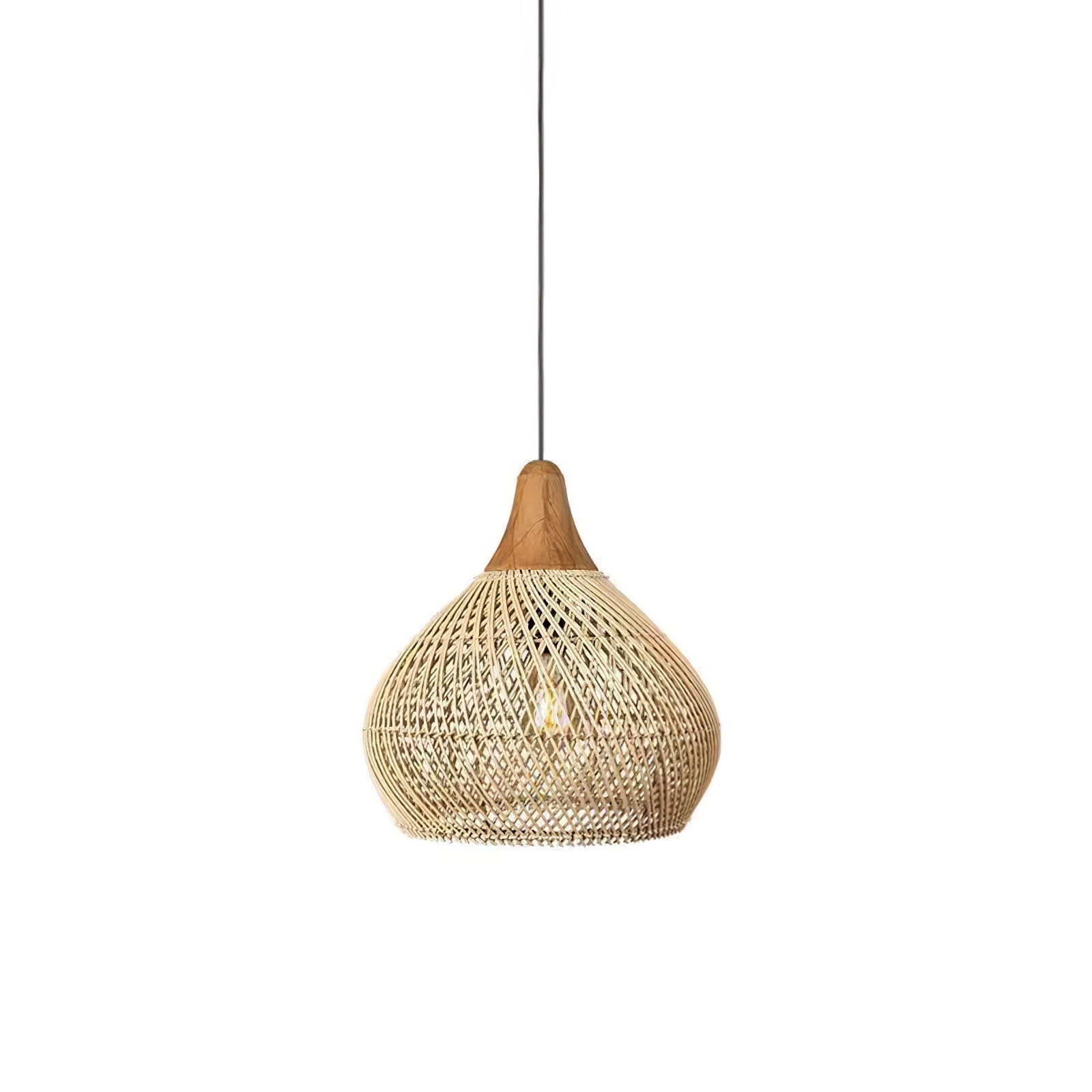 Handgevlochten Rotan Hanglamp – Javaanse Vlechtkunst in 4 Vormen & 3 Maten – Naturel of Zwart Rotan – E26/E27 Fitting – Scandinavisch Woonlicht | Sansoti