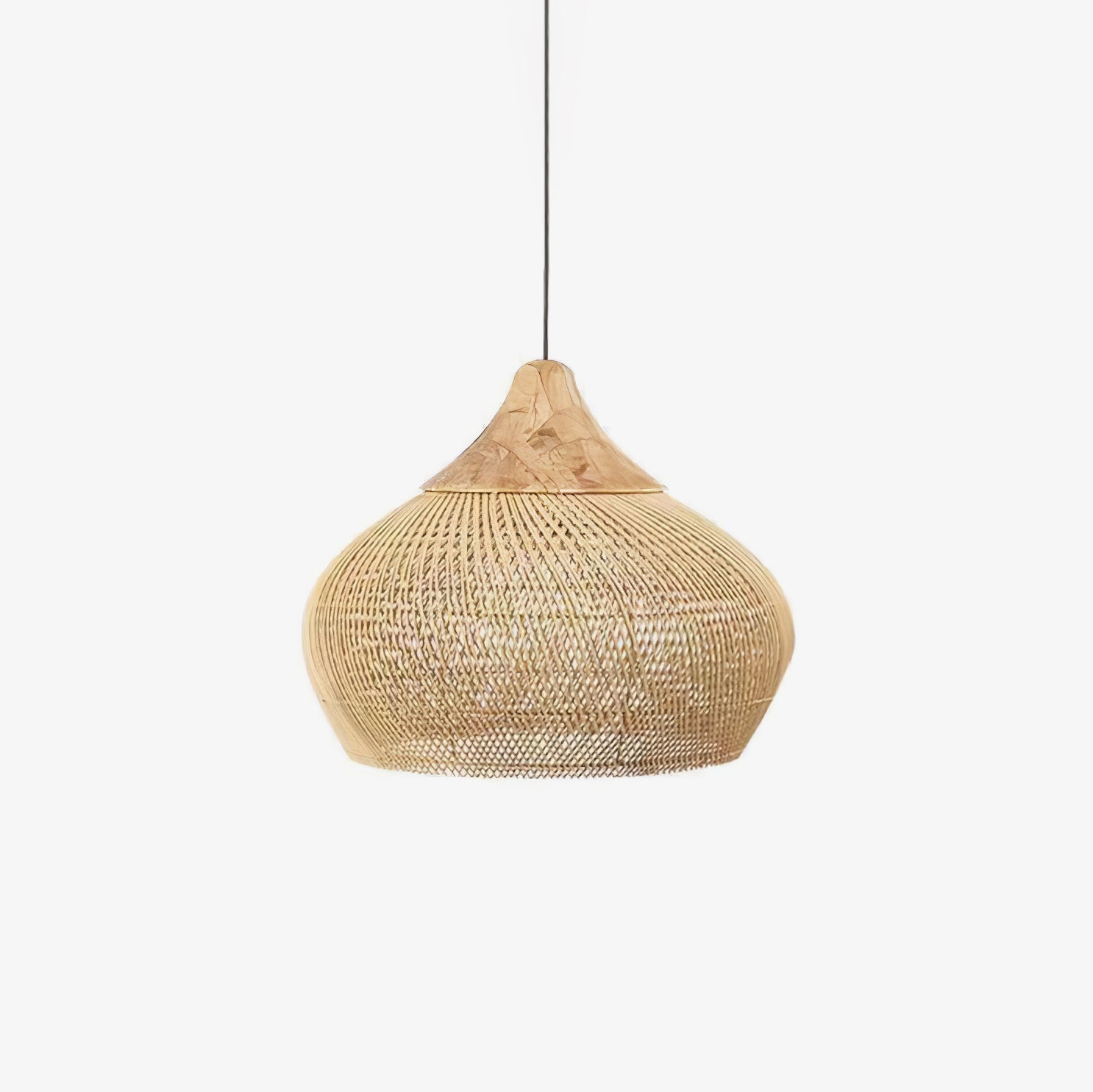 Handgevlochten Rotan Hanglamp – Javaanse Vlechtkunst in 4 Vormen & 3 Maten – Naturel of Zwart Rotan – E26/E27 Fitting – Scandinavisch Woonlicht | Sansoti