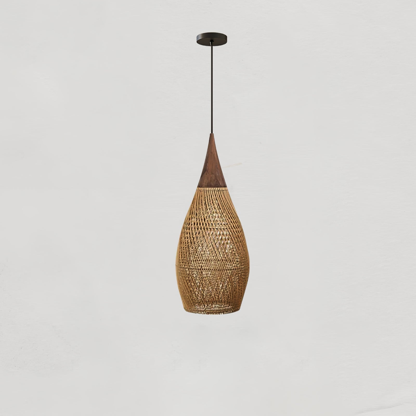 Handgevlochten Rotan Hanglamp – Javaanse Vlechtkunst in 4 Vormen & 3 Maten – Naturel of Zwart Rotan – E26/E27 Fitting – Scandinavisch Woonlicht | Sansoti