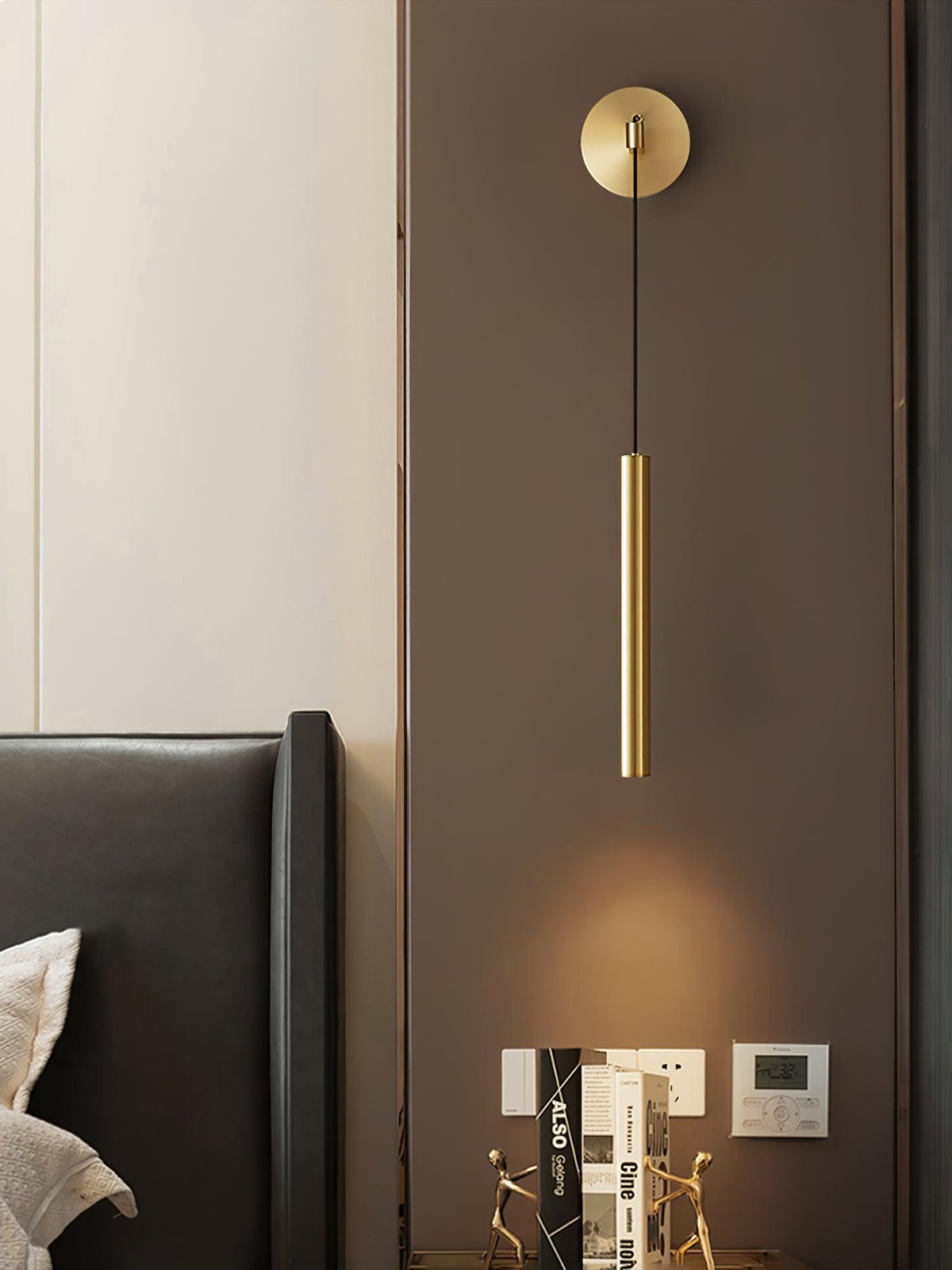 Minimalist Brass Wall Lamp LED Linear Design Scandinavian Modern Interior Ambient Lighting Living Room | Sansoti