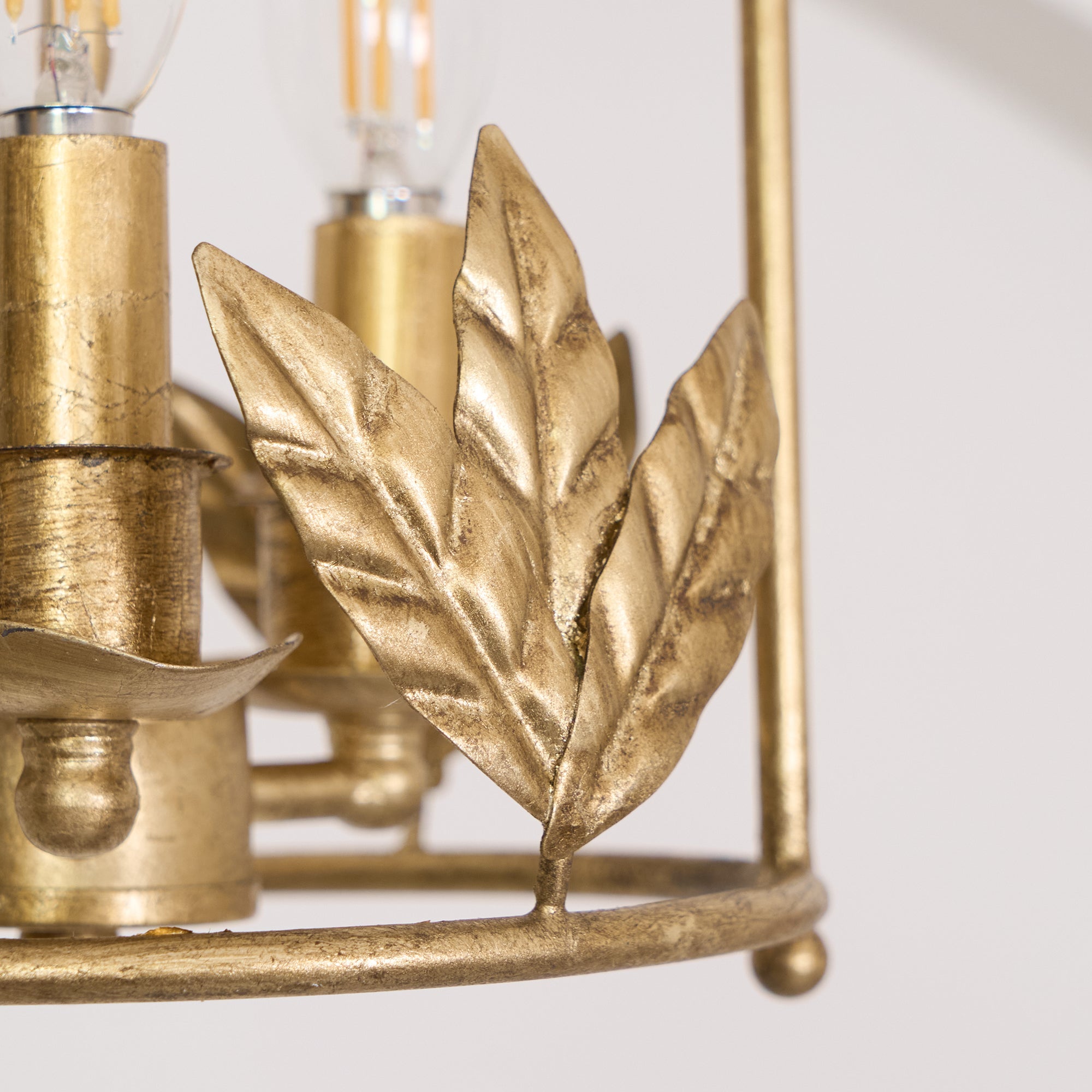Lanterne Baroque Suspension Avec Détails Oiseaux Et Feuilles – Plafonnier Classique 3 Lumières En Or Ou Bronze | Restfield