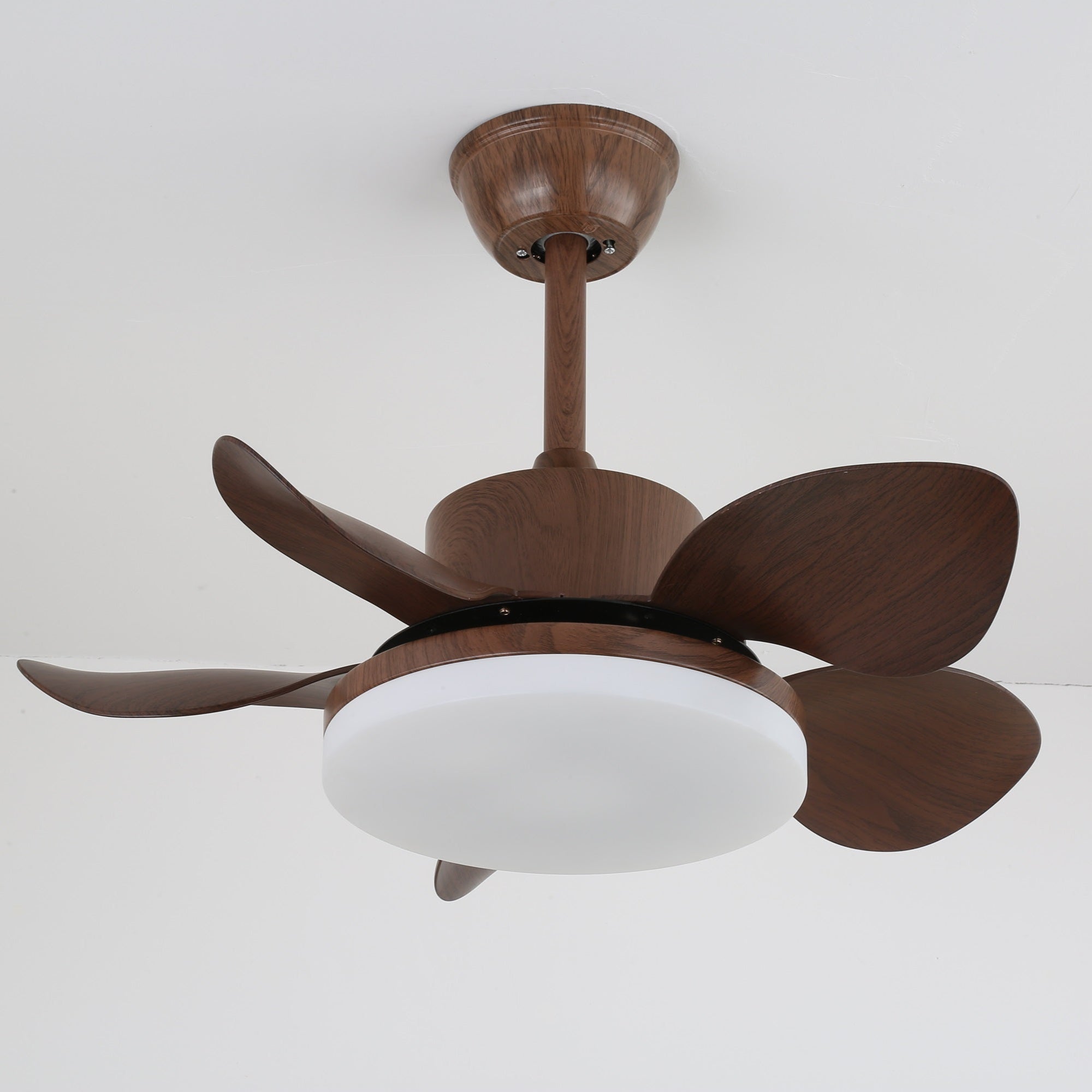 Plafondventilator Alenya met Houtlook en Geïntegreerde Verlichting Ø55cm 48W Grijsbruine Bladeren voor Alle Seizoenen | Sansoti