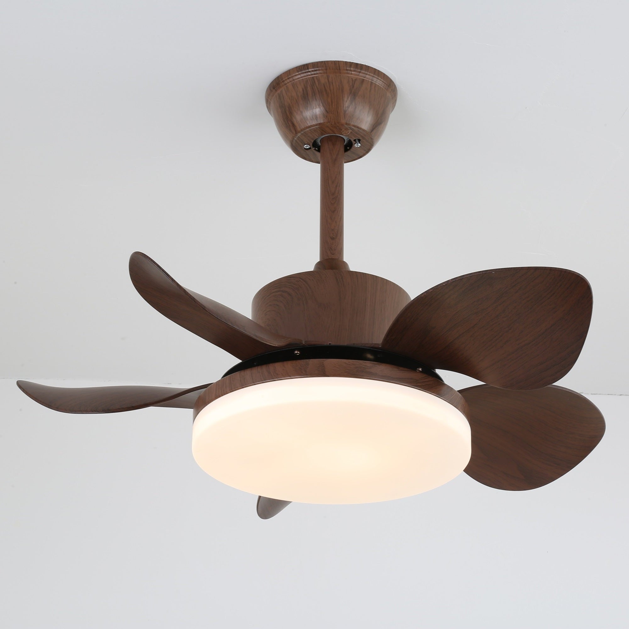Plafondventilator Alenya met Houtlook en Geïntegreerde Verlichting Ø55cm 48W Grijsbruine Bladeren voor Alle Seizoenen | Sansoti