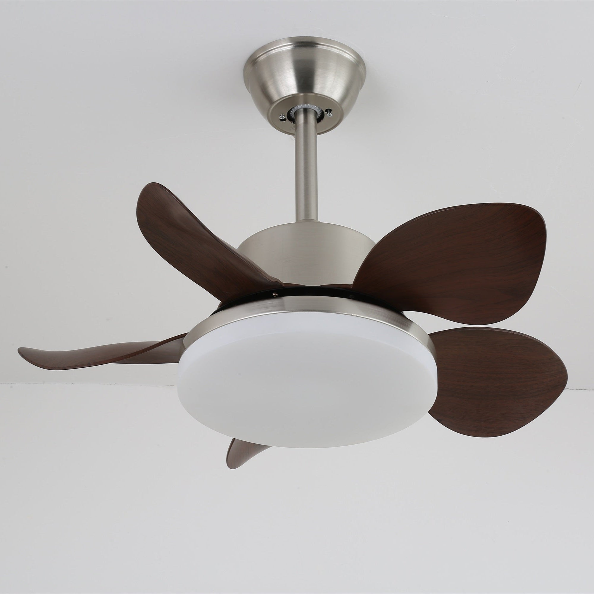 Plafondventilator Alenya met Houtlook en Geïntegreerde Verlichting Ø55cm 48W Grijsbruine Bladeren voor Alle Seizoenen | Sansoti