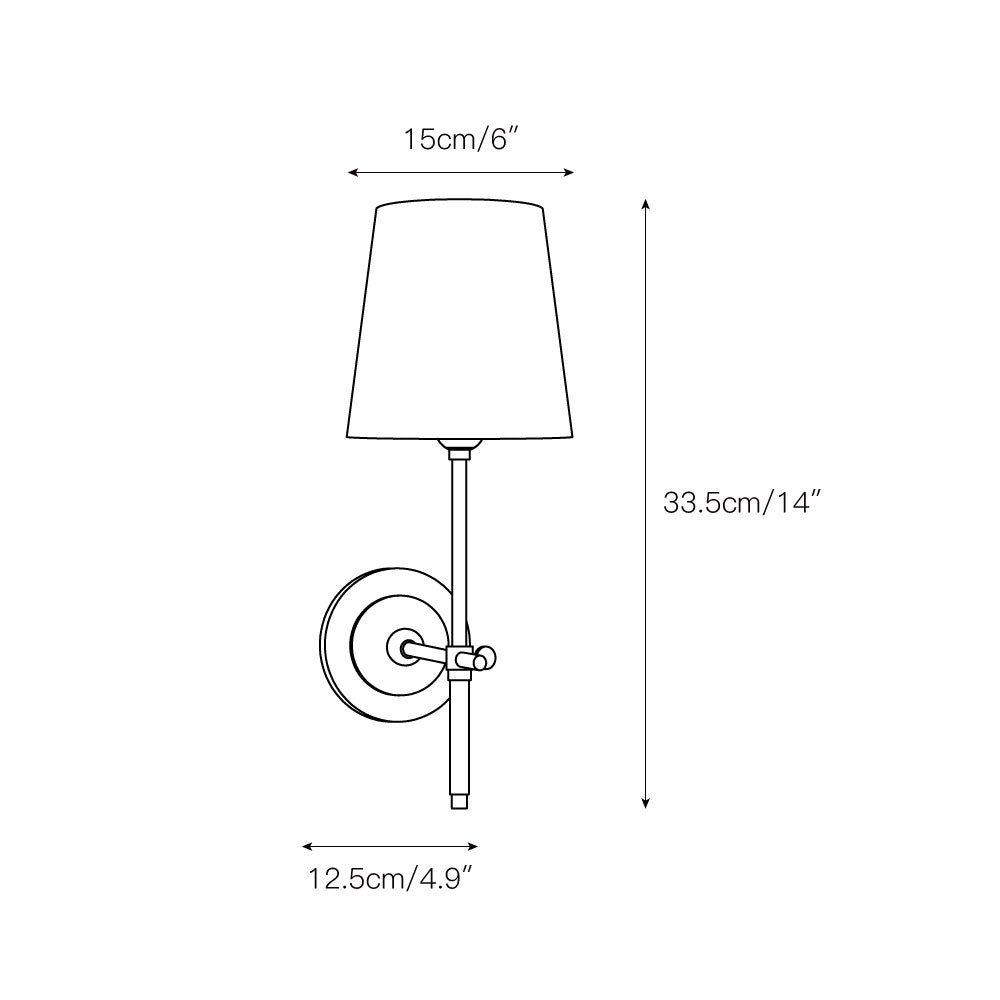 Wandlampe aus Messing mit Stoffschirm im minimalistischen Design, 1 oder 2 Leuchtstellen, für Wohnzimmer, Schlafzimmer und stilvolle Einrichtung | Sansoti