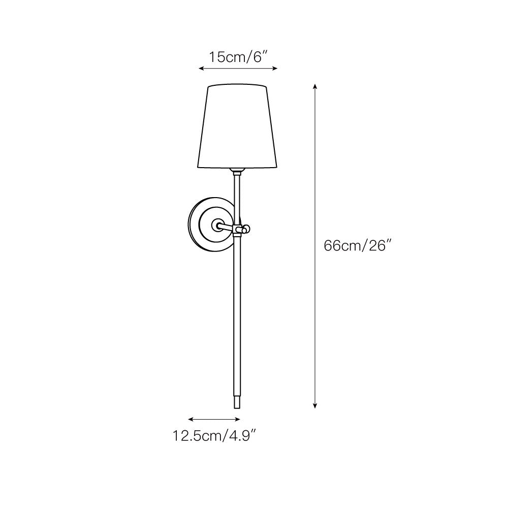 Wandlampe aus Messing mit Stoffschirm im minimalistischen Design, 1 oder 2 Leuchtstellen, für Wohnzimmer, Schlafzimmer und stilvolle Einrichtung | Sansoti