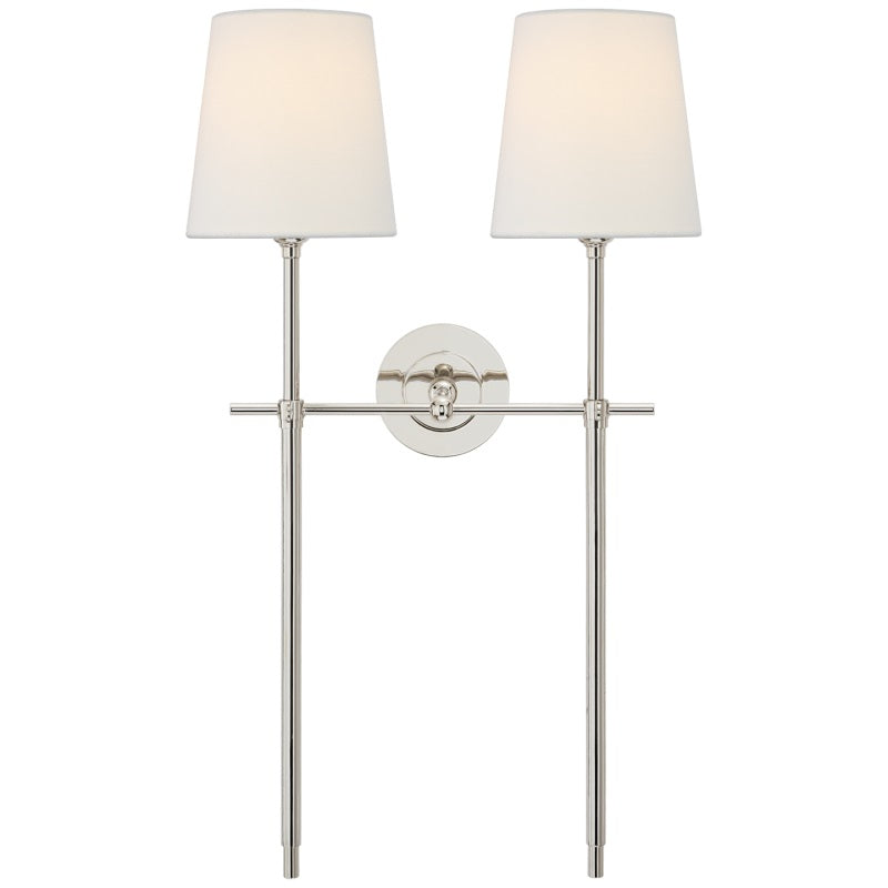 Wandlampe aus Messing mit Stoffschirm im minimalistischen Design, 1 oder 2 Leuchtstellen, für Wohnzimmer, Schlafzimmer und stilvolle Einrichtung | Sansoti