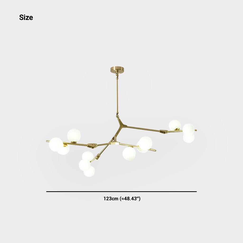 Chandelier Glass Globes Branched Arms Metal 12-24 Lights Modern Design Living Room Dining Room Hallway | Sansoti