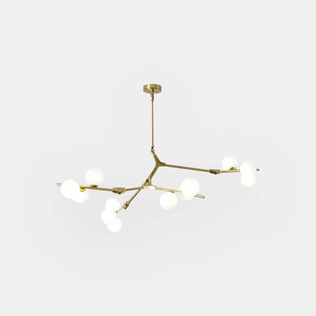 Chandelier Glass Globes Branched Arms Metal 12-24 Lights Modern Design Living Room Dining Room Hallway | Sansoti