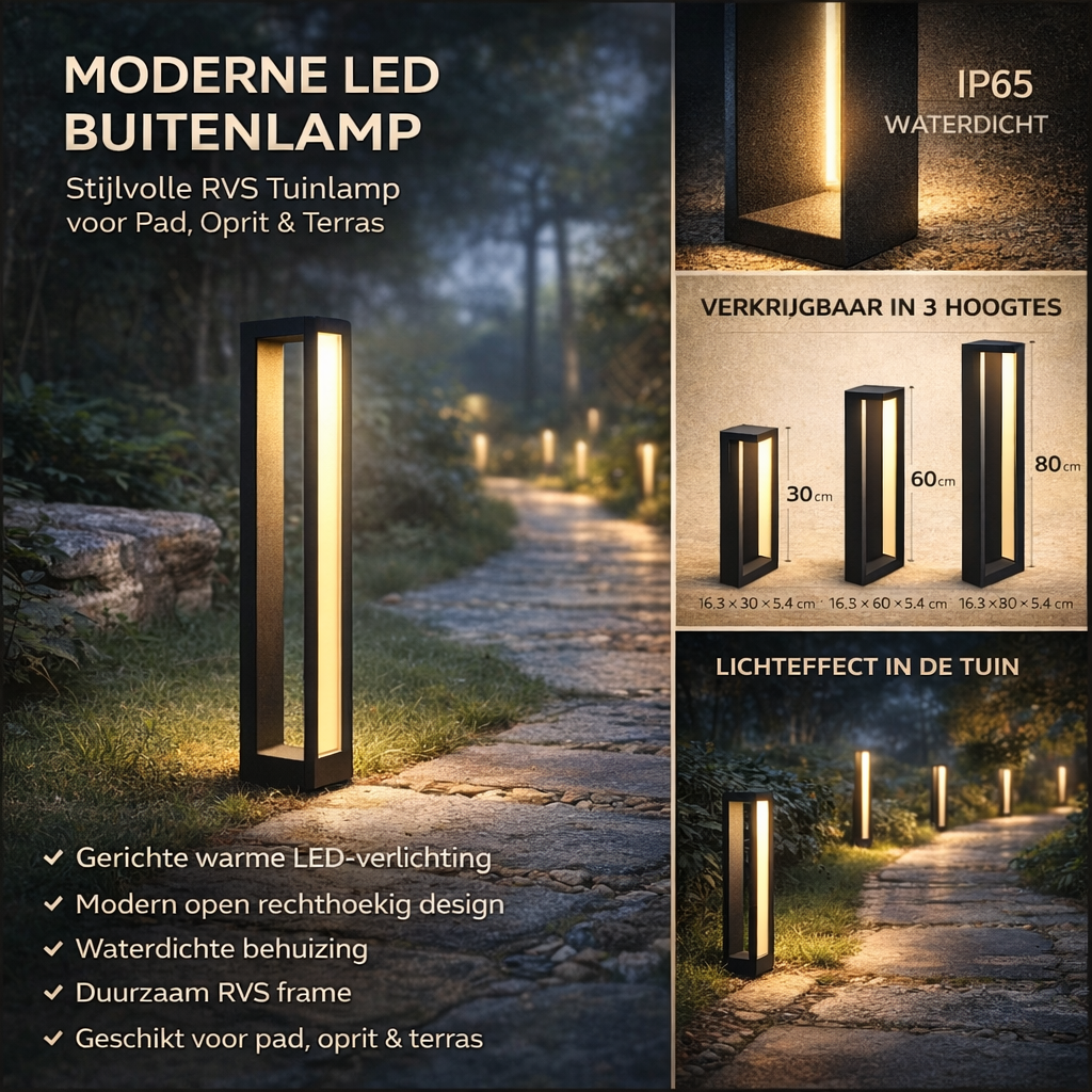 Staande tuinlamp LED aluminium waterdicht moderne buitenverlichting voor pad terras oprit tuin 30-100cm | Sansoti