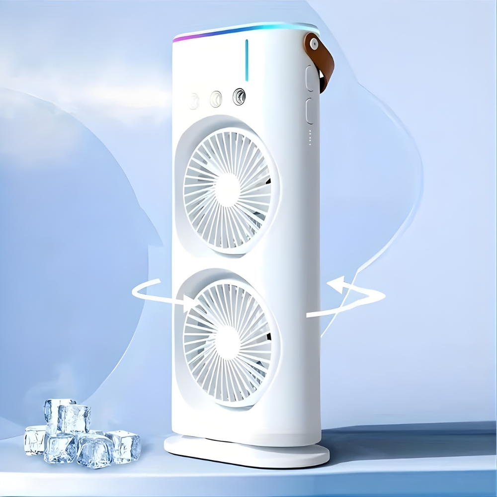 Portable USB Fan with Dual Heads and Mist Function for Home and Office | Sansoti