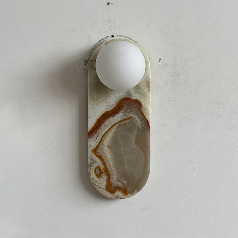 Applique Murale De Luxe En Jade Ou Marbre Avec Abat-Jour En Verre – Éclairage Design Mid Century Pour Chambre Et Couloir | Restfield