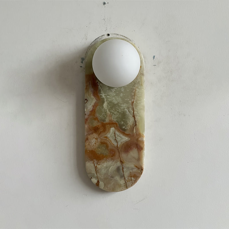 Applique Murale De Luxe En Jade Ou Marbre Avec Abat-Jour En Verre – Éclairage Design Mid Century Pour Chambre Et Couloir | Restfield