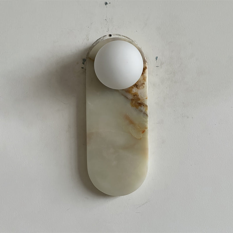 Applique Murale De Luxe En Jade Ou Marbre Avec Abat-Jour En Verre – Éclairage Design Mid Century Pour Chambre Et Couloir | Restfield