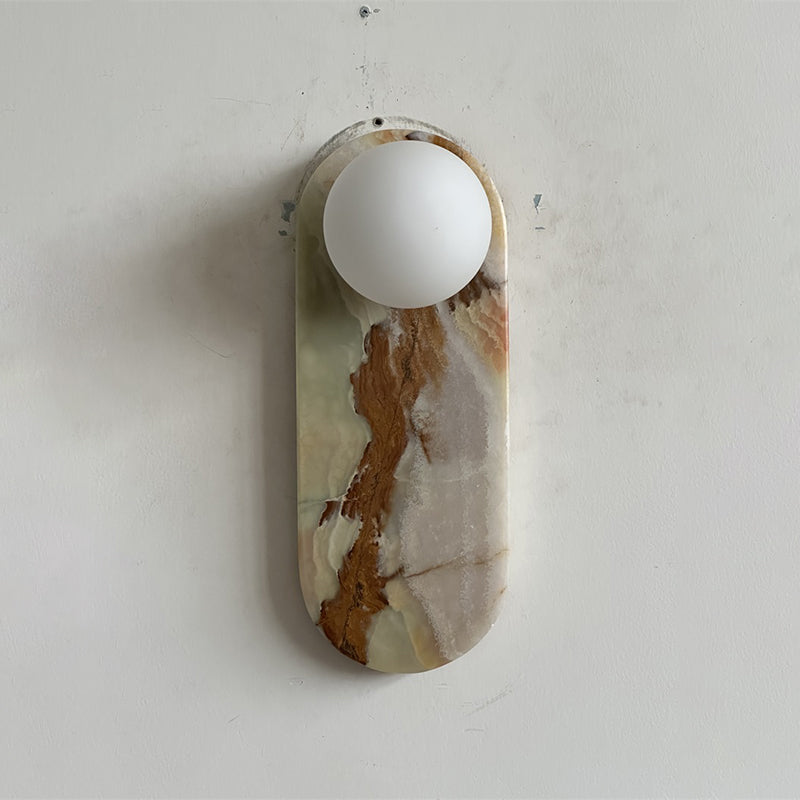 Applique Murale De Luxe En Jade Ou Marbre Avec Abat-Jour En Verre – Éclairage Design Mid Century Pour Chambre Et Couloir | Restfield