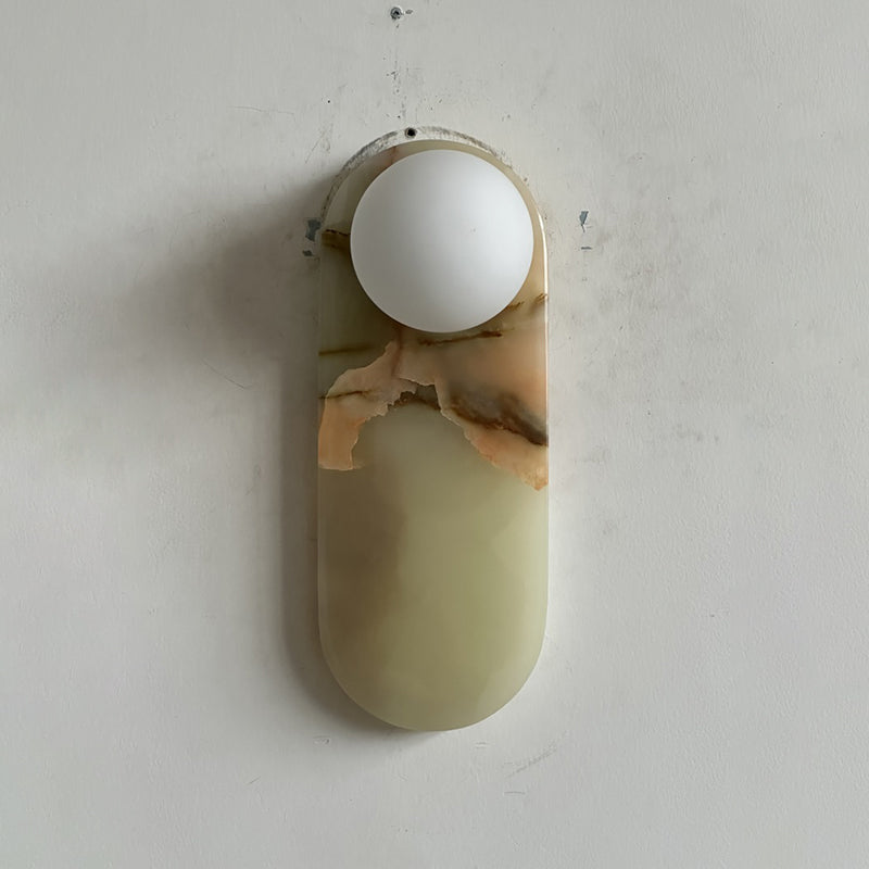 Applique Murale De Luxe En Jade Ou Marbre Avec Abat-Jour En Verre – Éclairage Design Mid Century Pour Chambre Et Couloir | Restfield