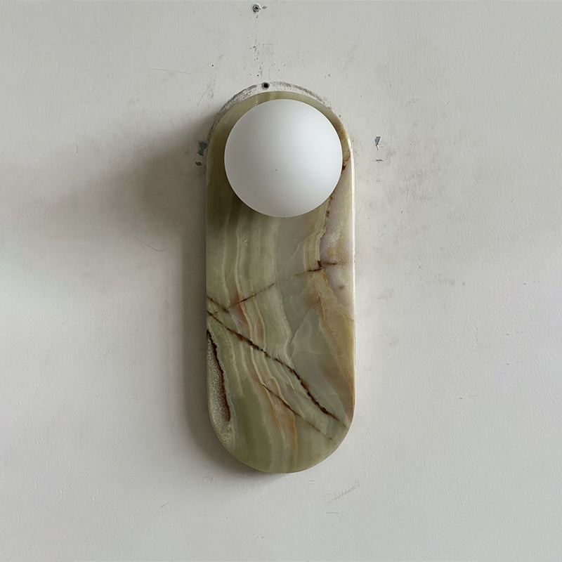 Applique Murale De Luxe En Jade Ou Marbre Avec Abat-Jour En Verre – Éclairage Design Mid Century Pour Chambre Et Couloir | Restfield