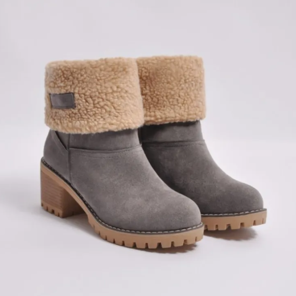 Damenstiefel mit weichem Futter und Absatz in Schwarz, Braun, Grau, Grün und Orange - Elegantes und bequemes Winterschuhwerk | Sansoti