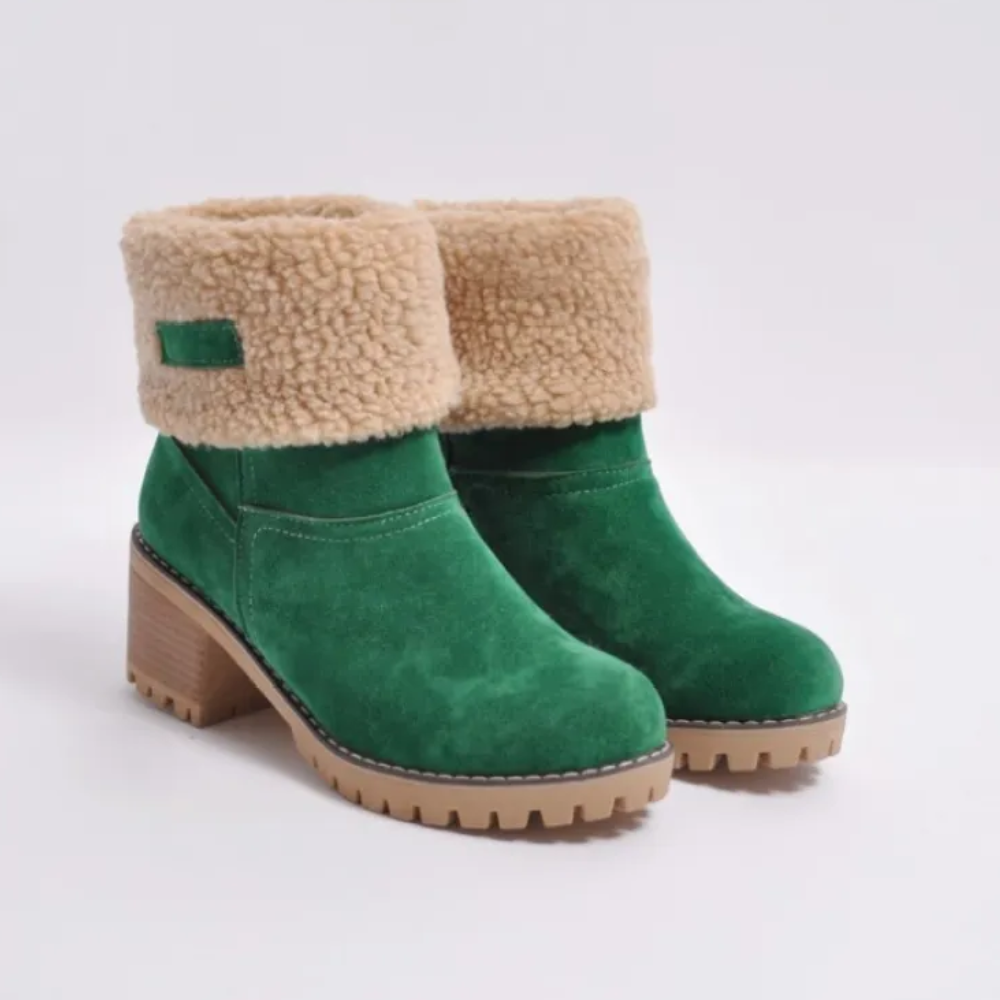 Damenstiefel mit weichem Futter und Absatz in Schwarz, Braun, Grau, Grün und Orange - Elegantes und bequemes Winterschuhwerk | Sansoti