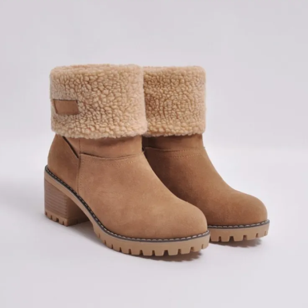 Damenstiefel mit weichem Futter und Absatz in Schwarz, Braun, Grau, Grün und Orange - Elegantes und bequemes Winterschuhwerk | Sansoti
