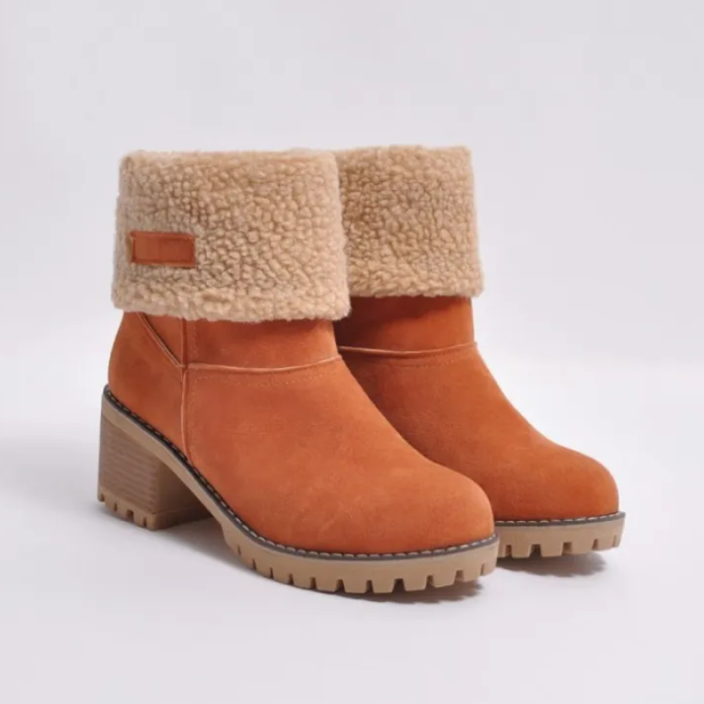 Damenstiefel mit weichem Futter und Absatz in Schwarz, Braun, Grau, Grün und Orange - Elegantes und bequemes Winterschuhwerk | Sansoti