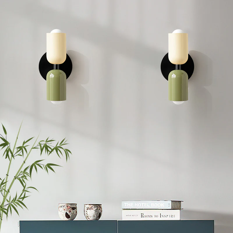Louvel Wandleuchte Glas Doppellichtpunkt Grün Wandbeleuchtung Wohnzimmer Schlafzimmer modernes Design Up Down Beleuchtung kompakt 12 cm | Restfield