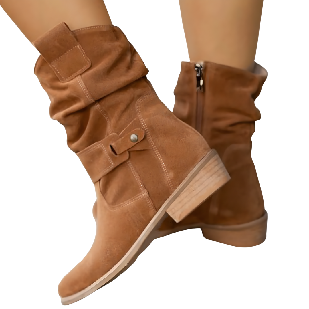 Bottines pour femme aspect daim, semelle souple antidérapante, talon de 3 cm, confortables, automne-hiver, usage quotidien | Sansoti
