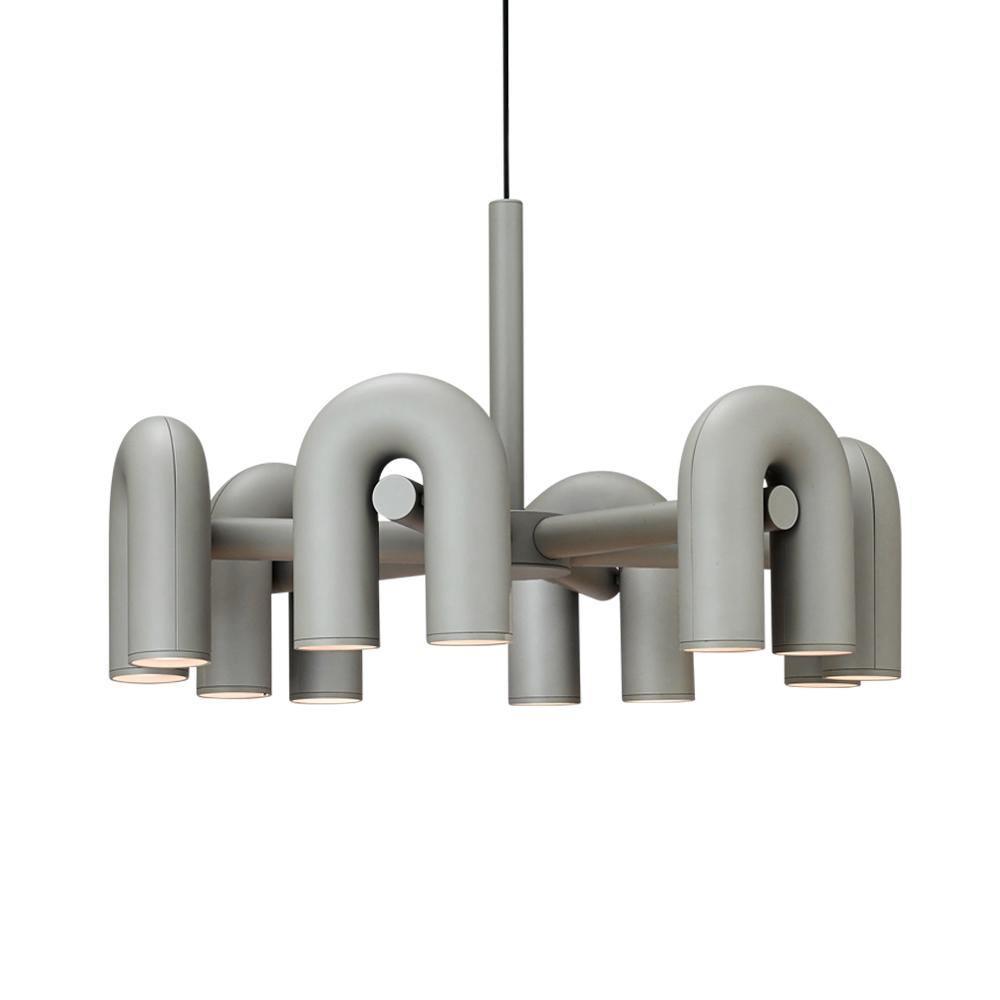 Modulaire Kroonluchter met U-Vormige Armen – Verstelbaar Design – Zwart, Grijs, Oranje of Blauw – 3, 4, 6 of 8 Lichtpunten – Modern Statement | Sansoti
