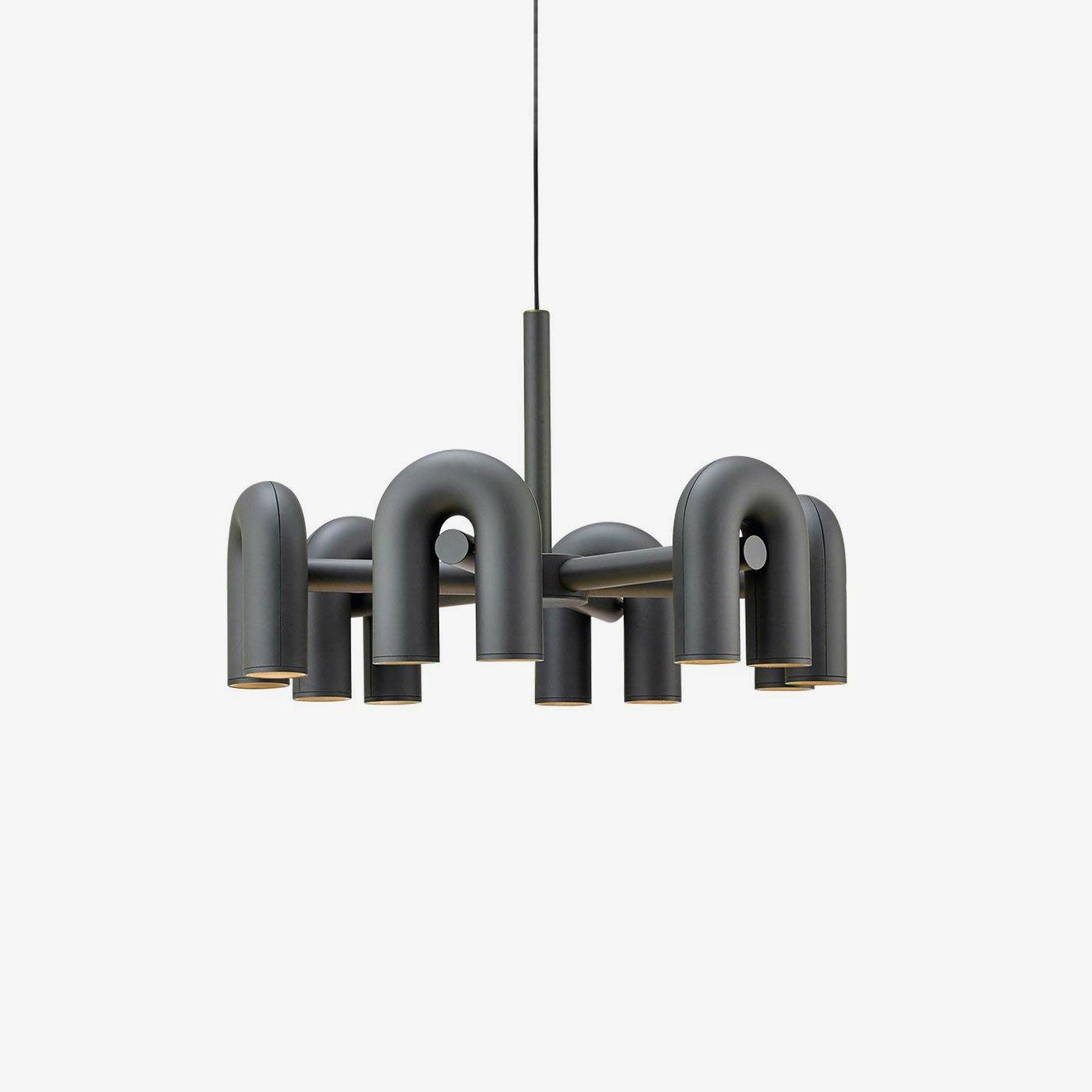 Modulaire Kroonluchter met U-Vormige Armen – Verstelbaar Design – Zwart, Grijs, Oranje of Blauw – 3, 4, 6 of 8 Lichtpunten – Modern Statement | Sansoti
