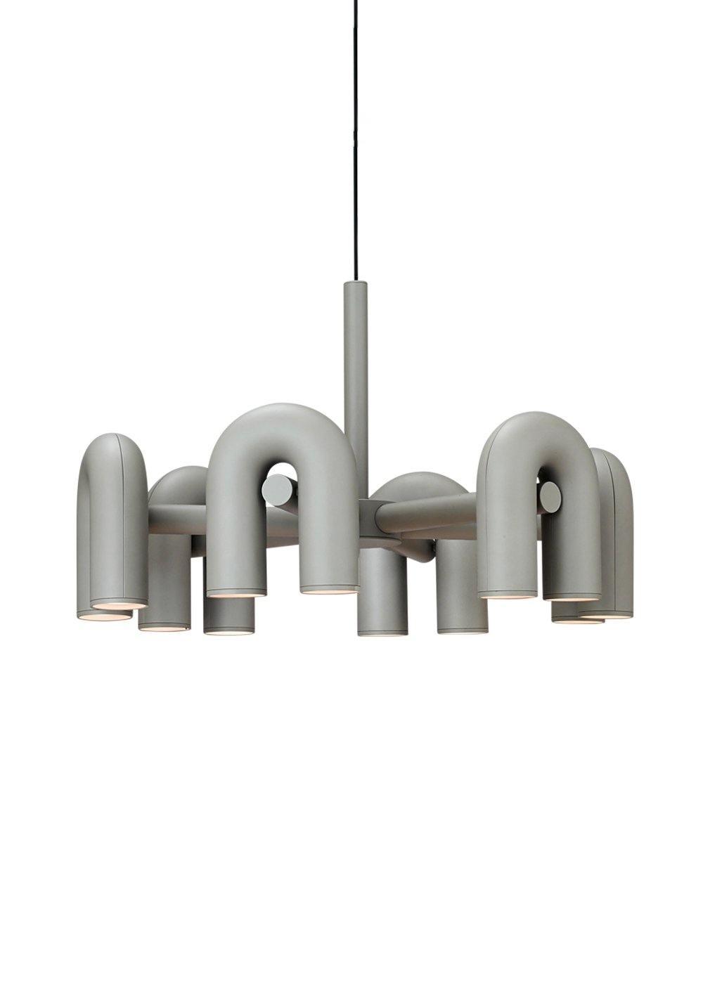 Modulaire Kroonluchter met U-Vormige Armen – Verstelbaar Design – Zwart, Grijs, Oranje of Blauw – 3, 4, 6 of 8 Lichtpunten – Modern Statement | Sansoti