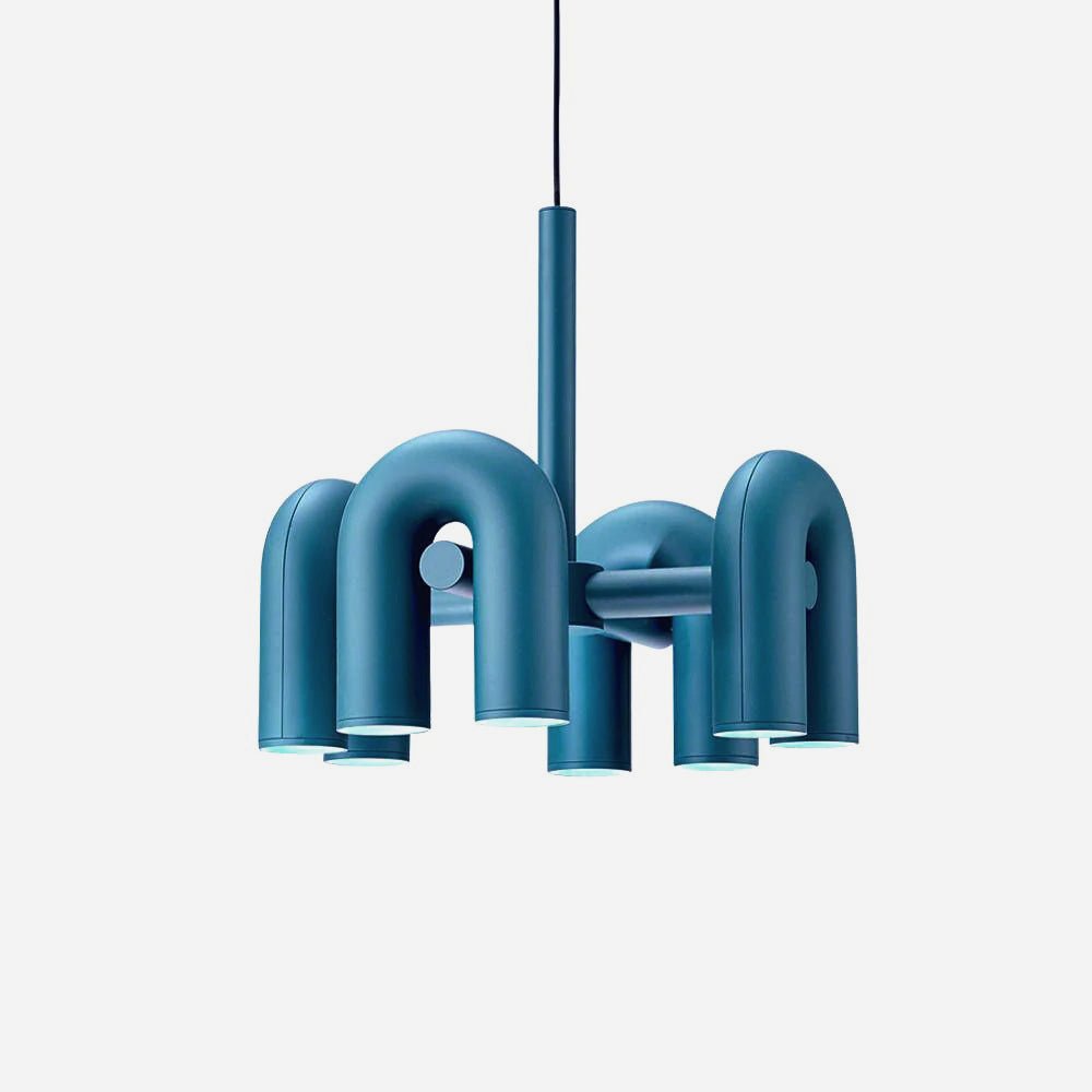 Modulaire Kroonluchter met U-Vormige Armen – Verstelbaar Design – Zwart, Grijs, Oranje of Blauw – 3, 4, 6 of 8 Lichtpunten – Modern Statement | Sansoti
