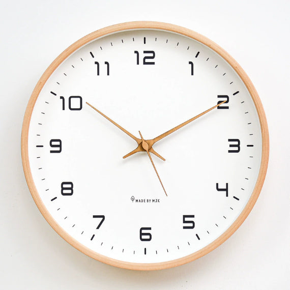 Houten Wandklok Stil Uurwerk Scandinavisch Design Ø25 cm Ø30 cm Natuurlijke Houtlook Geruisloos Kwartsuurwerk Woonkamer Slaapkamer | Sansoti