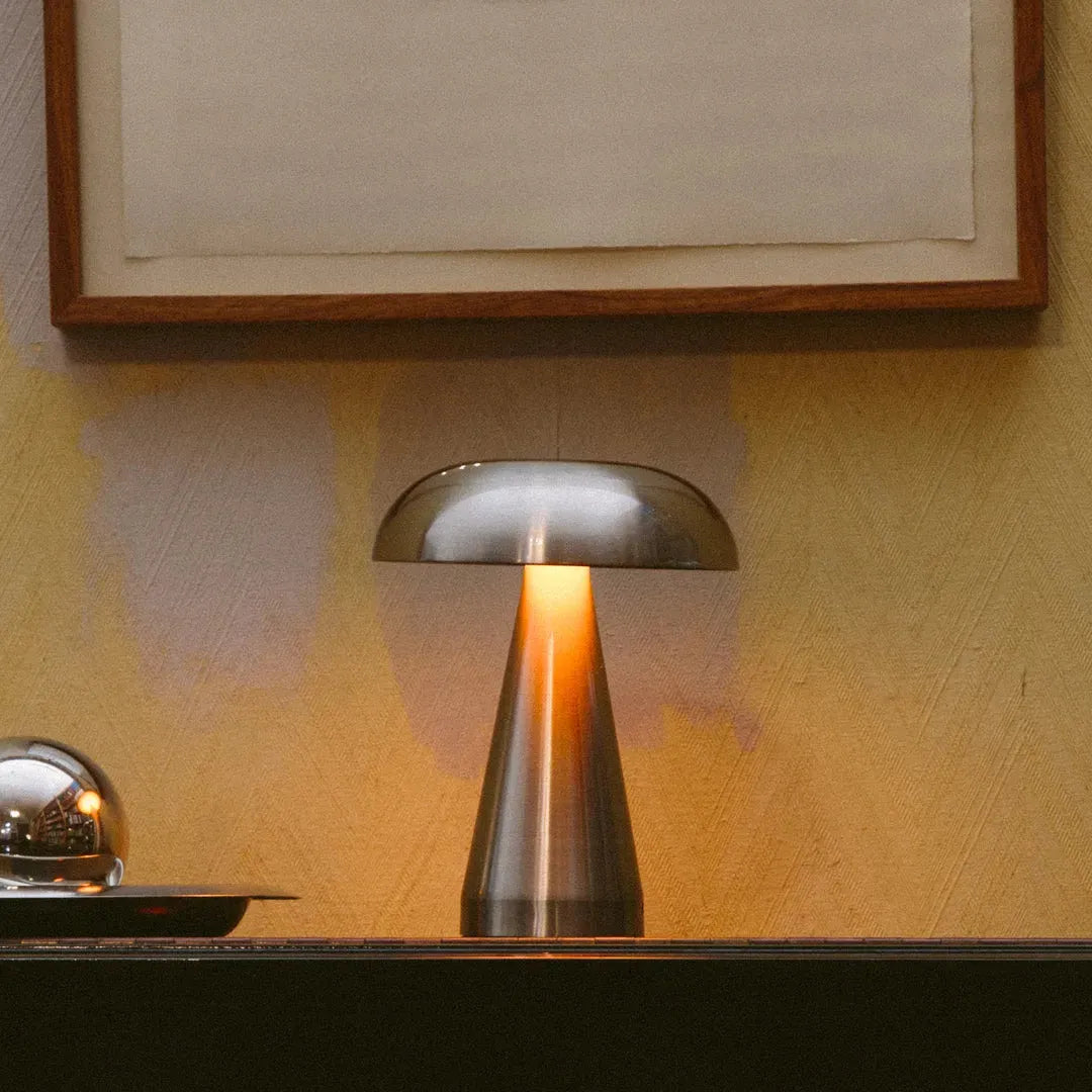 Lampe de table Sans fil Rechargeable USB-C Toucher Dimmable Métal Or Aluminium Terrasse | Restfield