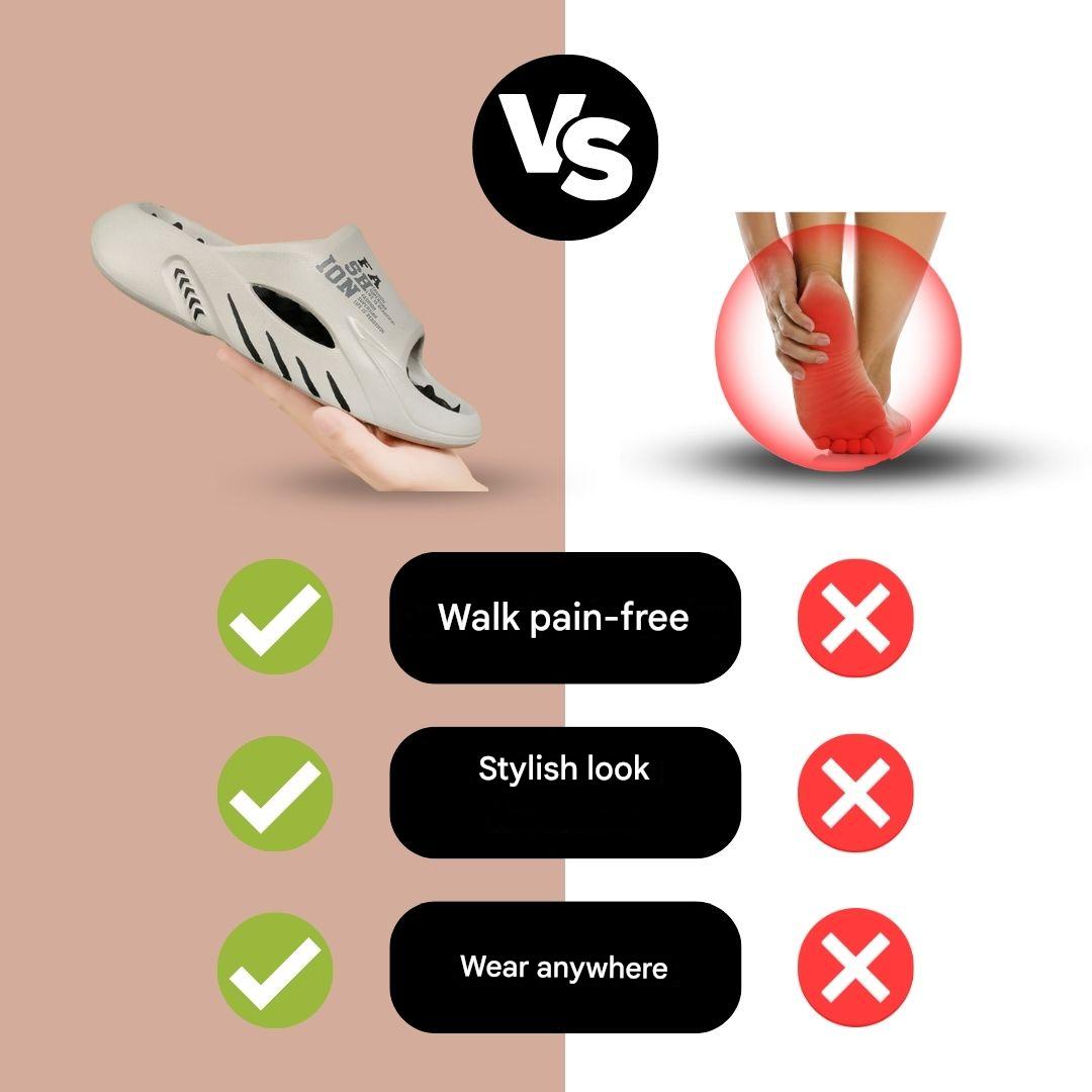Ergonomische Massagepantoletten mit Akupressur-Noppen, Unisex, Schwarz Weiß Grau, Badeschuhe, Reflexologie und Wellness | Sansoti