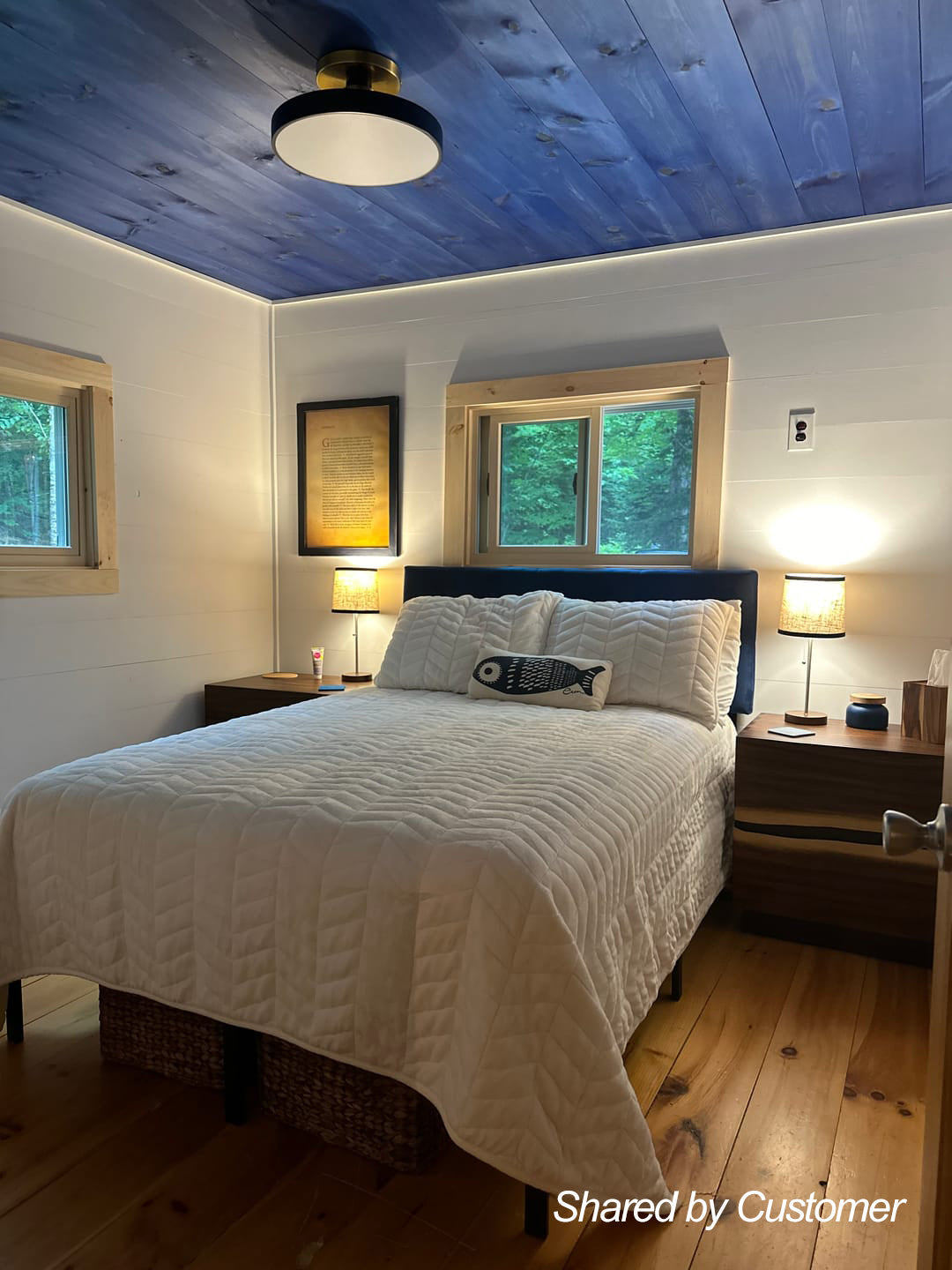 LED-Deckenleuchte Rund Blau Messing 40cm 24W Dimmbar 5 Farbtemperaturen Schlafzimmer Küche Wohnzimmer Eingang Küste Semi-Flush-Mount | Restfield