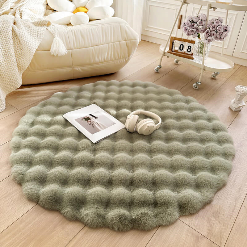 Rond Vloerkleed Imitatiebont Antislip Zacht Hoogpolig Kleed Woonkamer Slaapkamer Kinderkamer Vloermat | Sansoti