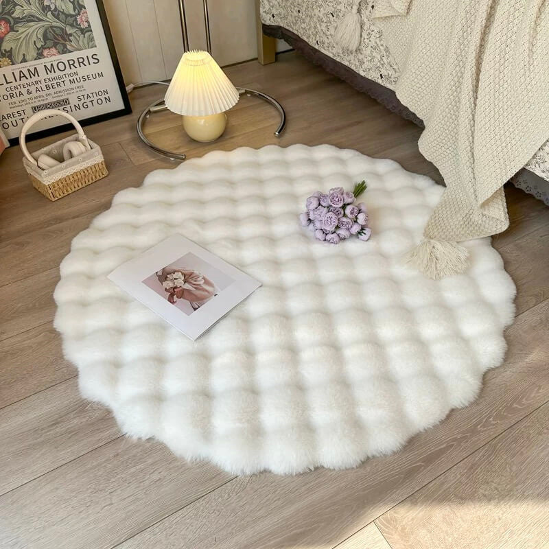 Rond Vloerkleed Imitatiebont Antislip Zacht Hoogpolig Kleed Woonkamer Slaapkamer Kinderkamer Vloermat | Sansoti