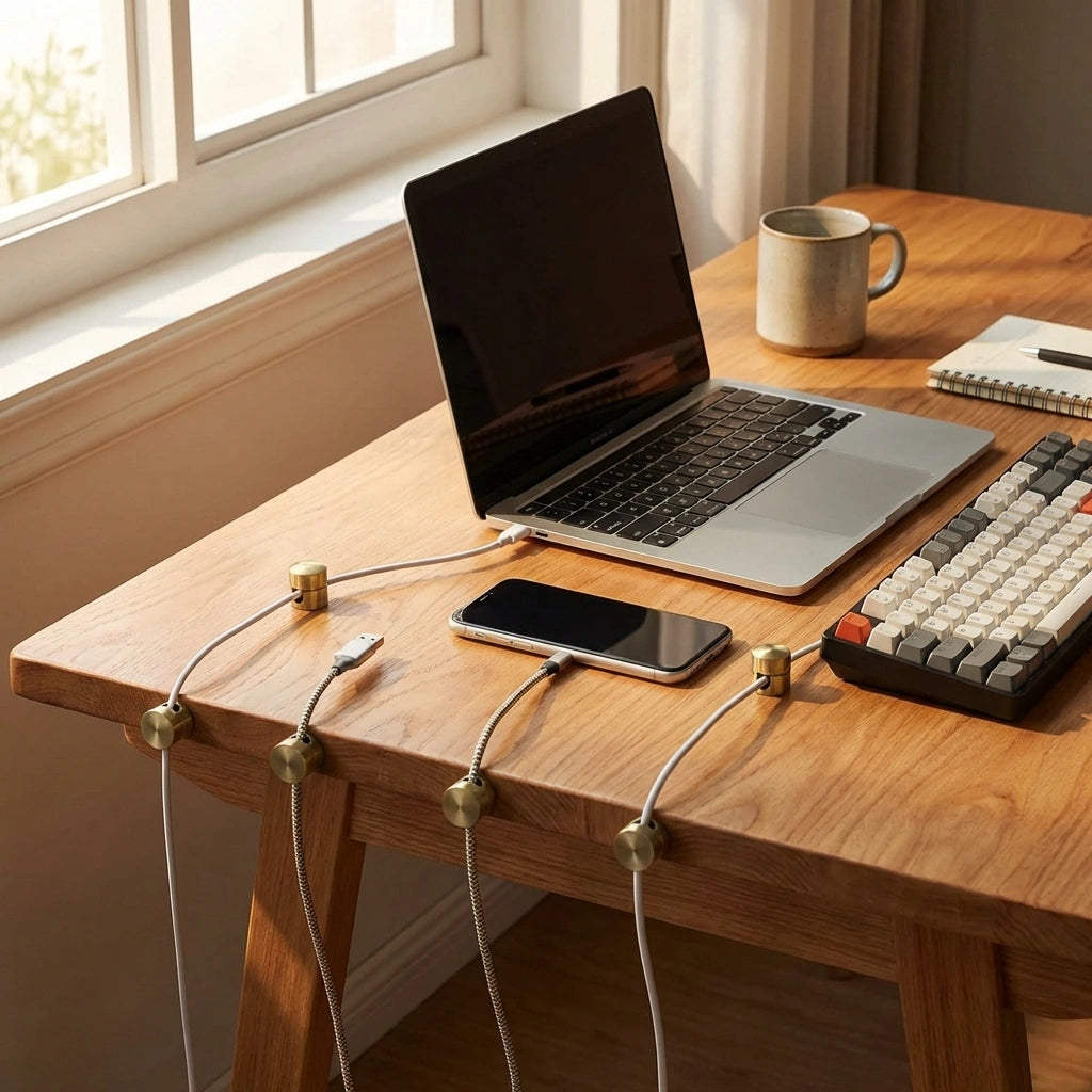 Kabelclips Zelfklevend Kabelmanagement 3 Stuks Aluminium Goud Zilver Zwart Bureau Wand | Sansoti