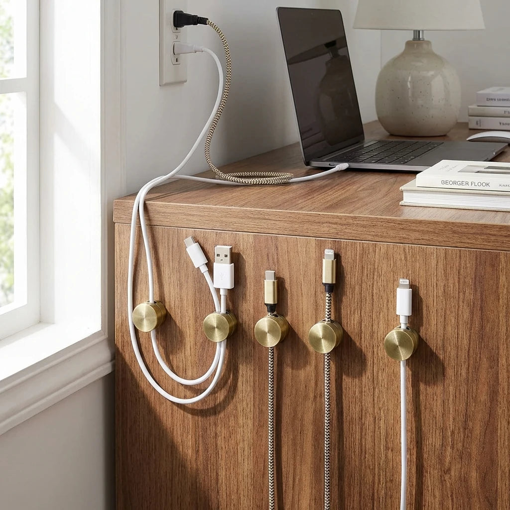 Kabelclips Zelfklevend Kabelmanagement 3 Stuks Aluminium Goud Zilver Zwart Bureau Wand | Sansoti