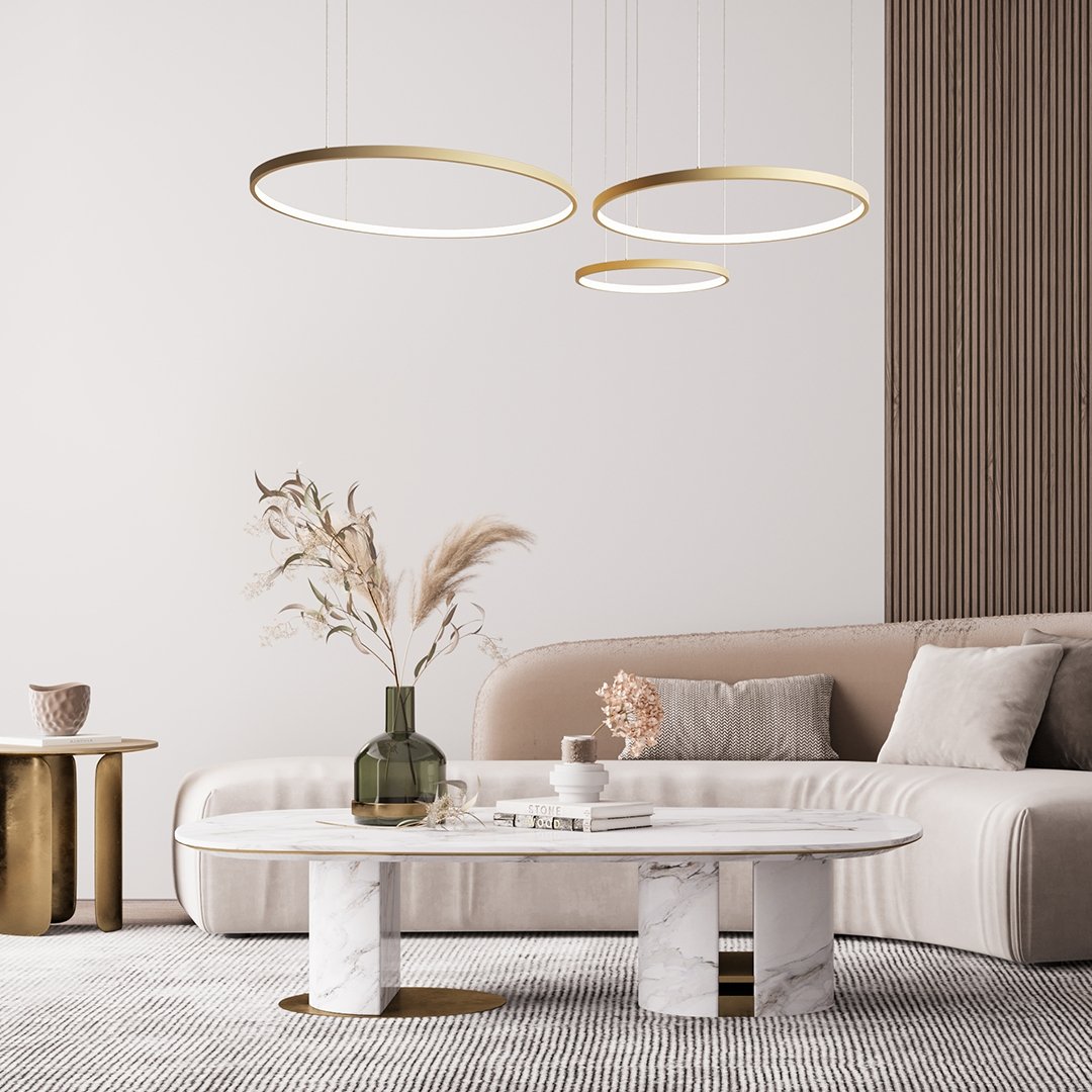 LED Hanglamp Ringen Zwart Wit Goud Dimbaar 70W Aluminium Modern | Sansoti