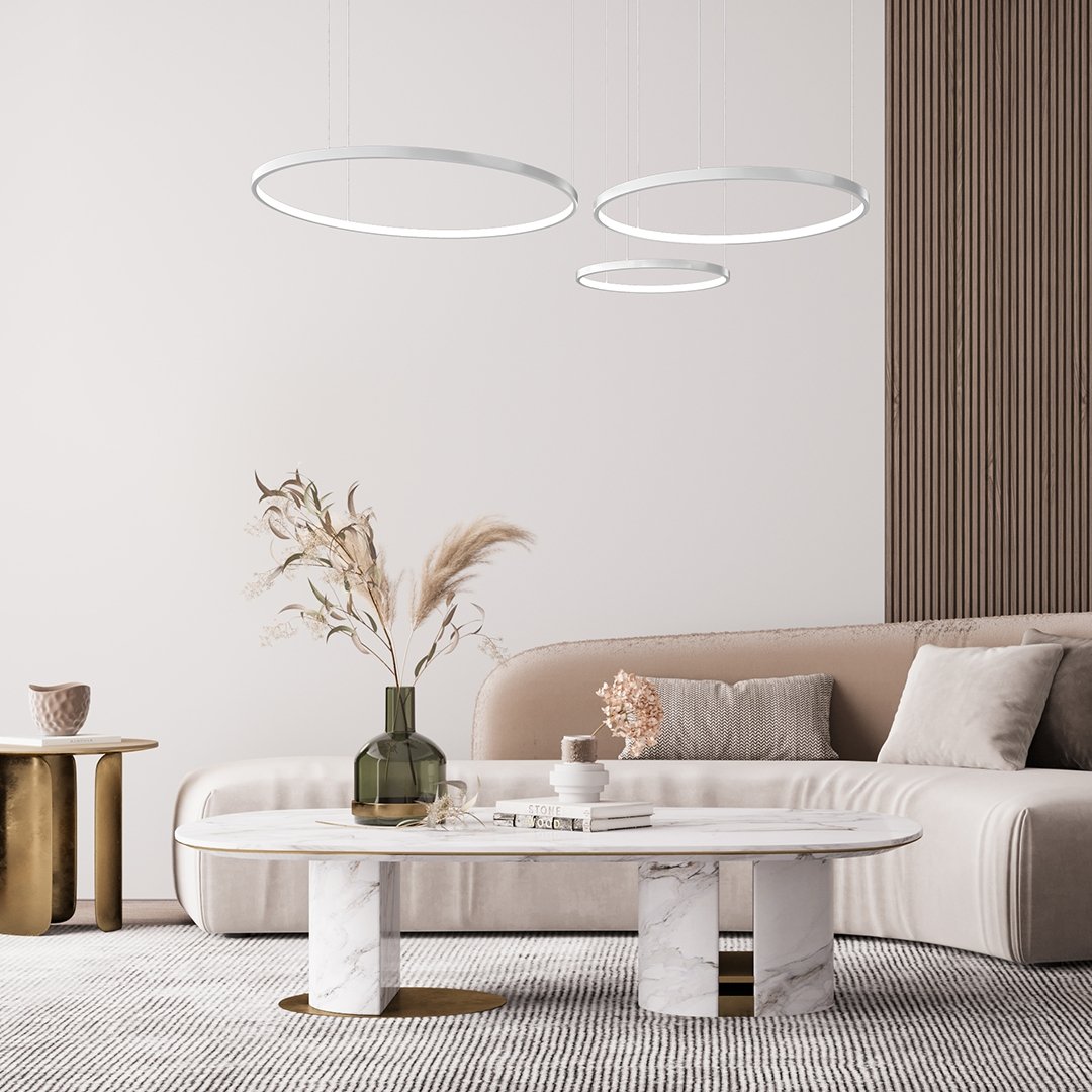 LED Hanglamp Ringen Zwart Wit Goud Dimbaar 70W Aluminium Modern | Sansoti